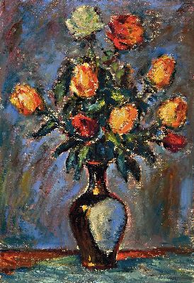 Image 26972716 - Jacob Koslowsky, 1904-1993 Litauen, Blumenstillleben mit Rosen, Öl/Lwd, rechts ...