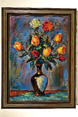 26972716k - Jacob Koslowsky, 1904-1993 Litauen, Blumenstillleben mit Rosen, Öl/Lwd, rechts ...