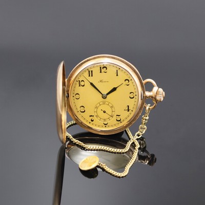 Image 26972858 - BUREN Savonette Herrentaschenuhr in RG 585/000 an GG 333/000 Kette, Schweiz um 1920, ...