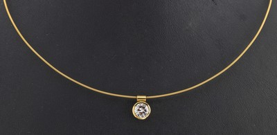 Image 26972860 - 18 kt Gold Brillant-Anhänger, GG 750/000, schlicht, Brillant in Zargenfassung ca. ...