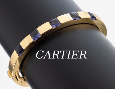 Image 26972886 - 18 kt Gold CARTIER Iolith-Armreif, GG 750/000, 5 carreef. Iolithe im Bufftop Cut zus. ...