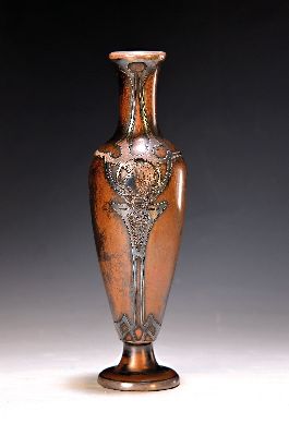 Image 26972890 - Vase, Jugendstil, um 1900, Kupfer, mit versilberten Auflagen, Frauenkopfdekor mit ...