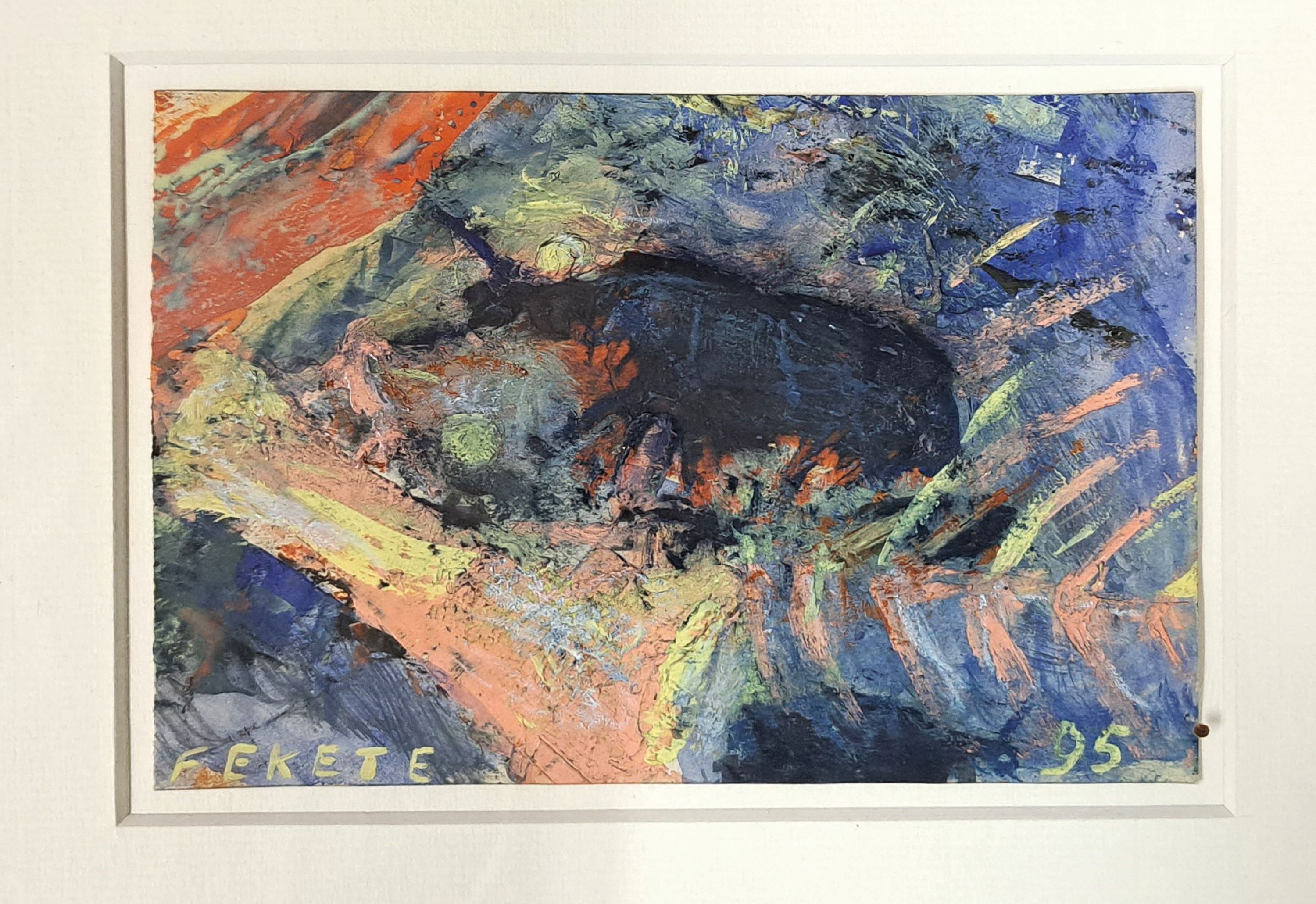 Detail k: Esteban Fekete, 1924 - 2009, Fisch und Käfer, Mischtechnik auf Papier, li. unten signiert und re. u. datiert 95, ca. 9.5 x 15 cm, unter Glas, Rahmen ...