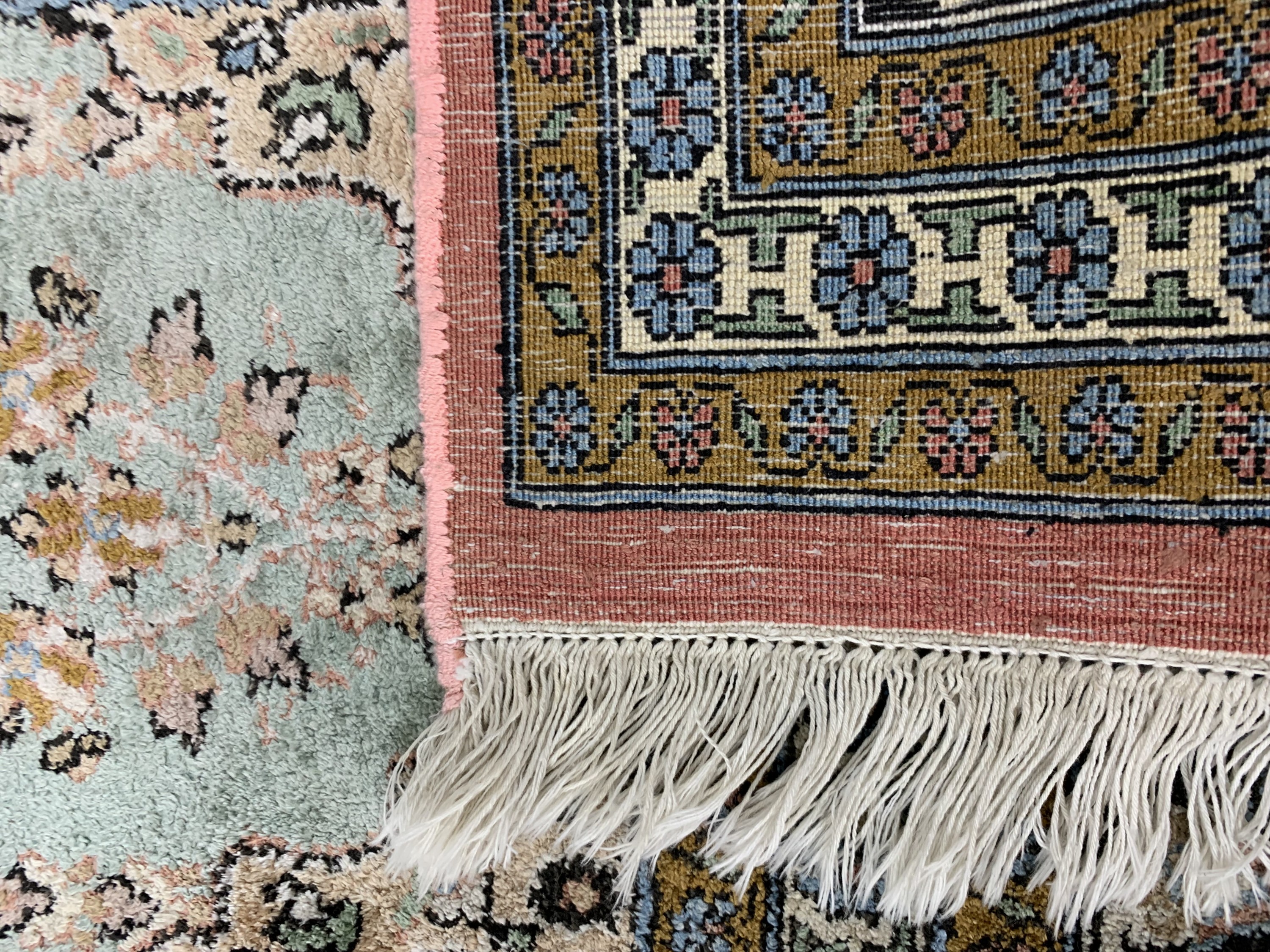 Detail j: Kaschmir, Indien, Mitte 20.Jhd, merzerisierte Baumwolle, ca. 390 x 355 cm, EHZ: 2-3