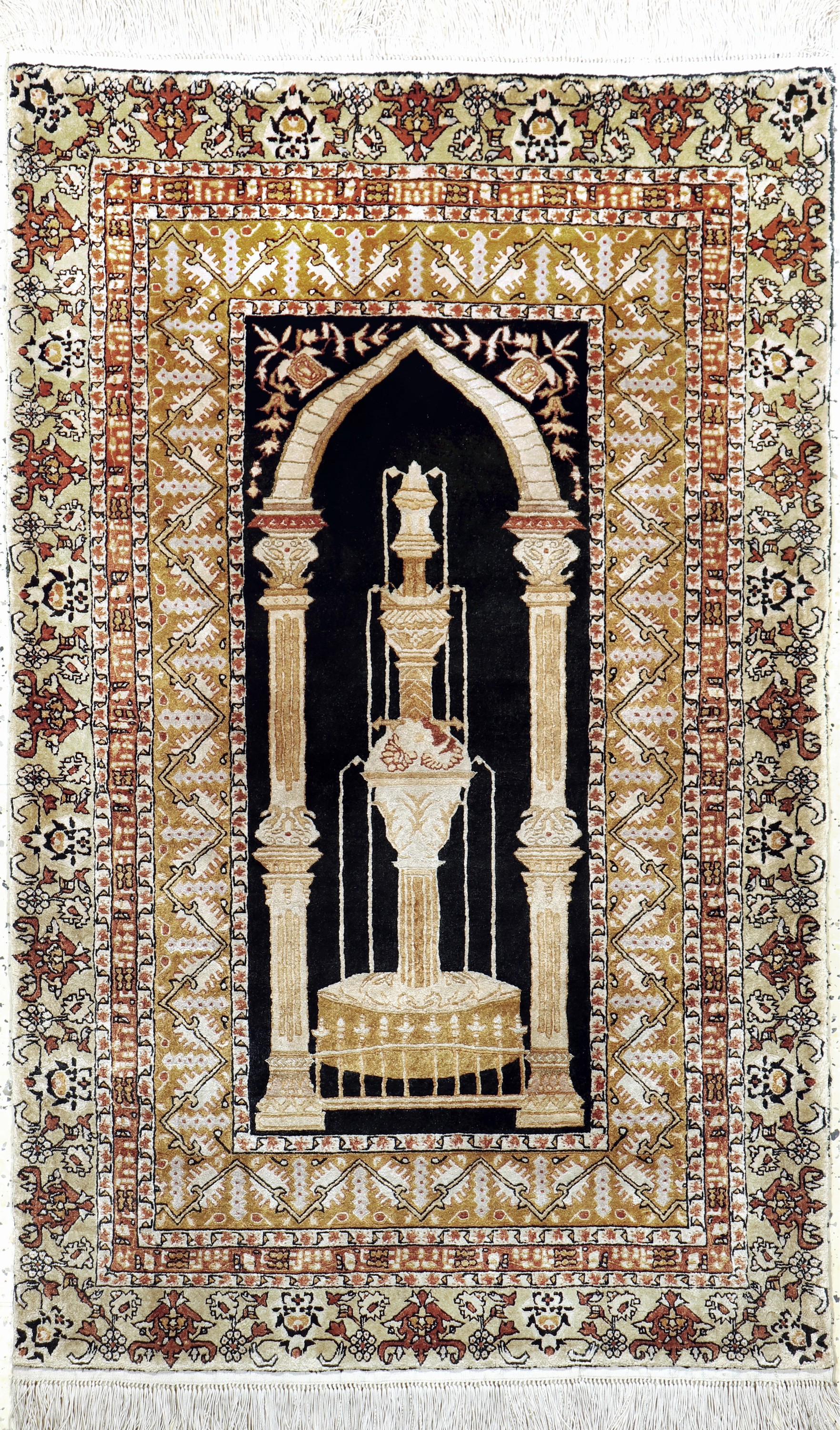 Ghom Seide, Ägypten, Mitte 20.Jhd, reine Naturseide, ca. 125 x 80 cm, EHZ: 1-2