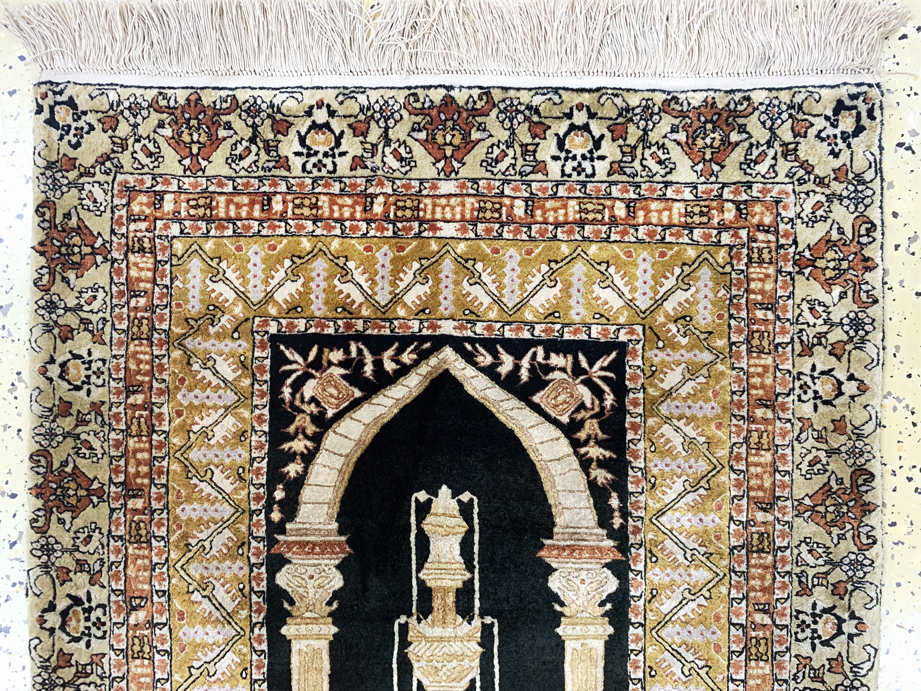 Detail a: Ghom Seide, Ägypten, Mitte 20.Jhd, reine Naturseide, ca. 125 x 80 cm, EHZ: 1-2