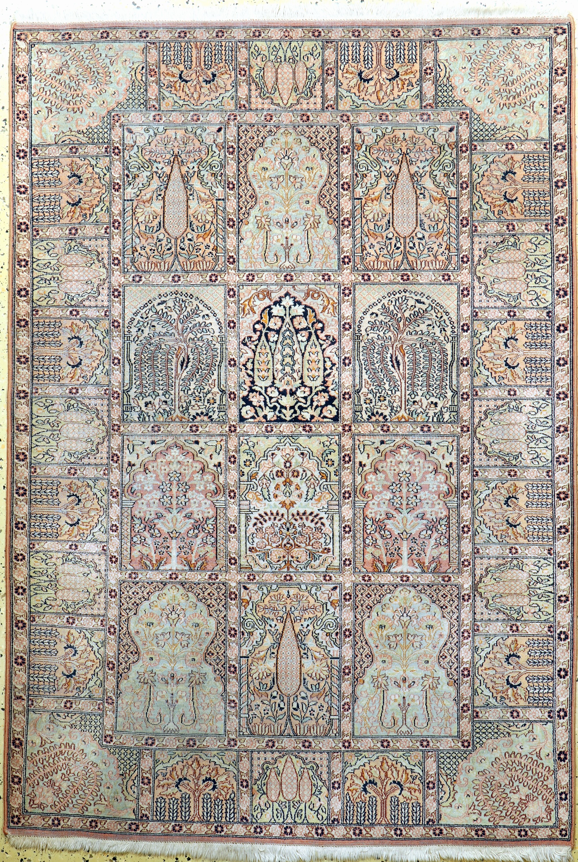 Kaschmir, Indien, Mitte 20.Jhd, merzerisierte Baumwolle, ca. 180 x 125 cm, EHZ: 3