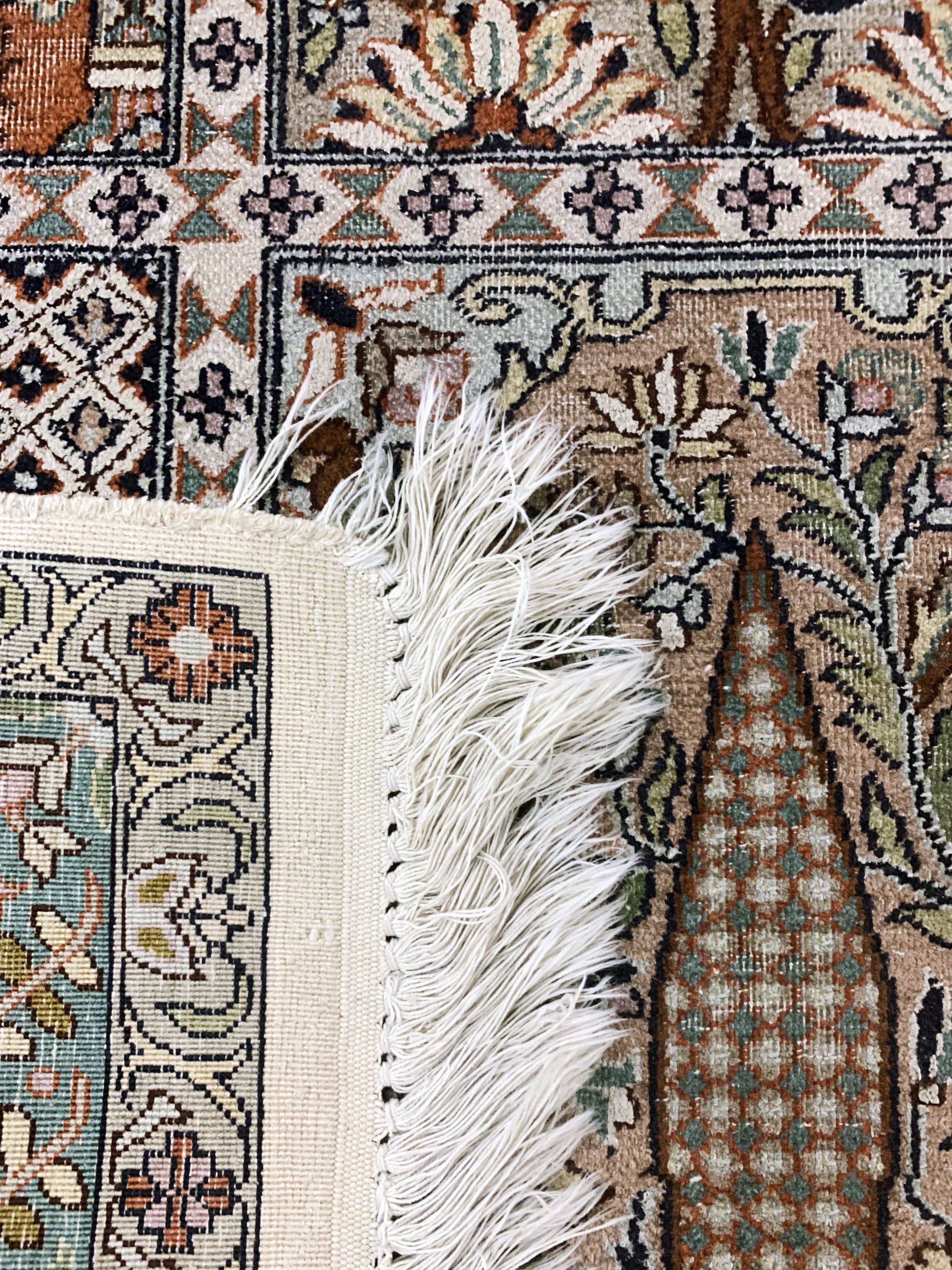 Detail g: Kaschmir, Indien, Mitte 20.Jhd, merzerisierte Baumwolle, ca. 290 x 185 cm, EHZ: 2-3