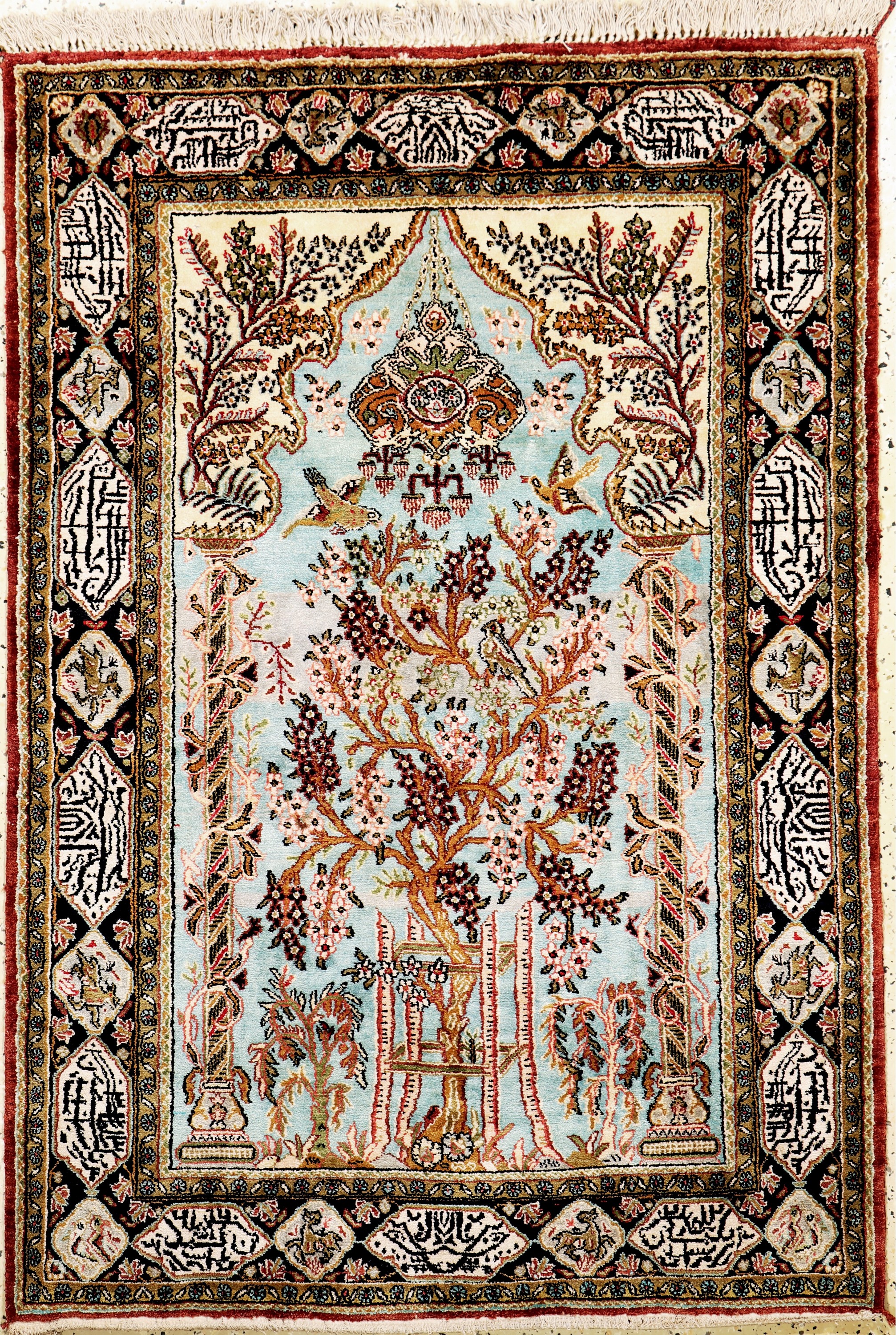 Ghom Seide, Persien, Mitte 20.Jhd, reine Naturseide, ca. 150 x 104 cm, EHZ: 2