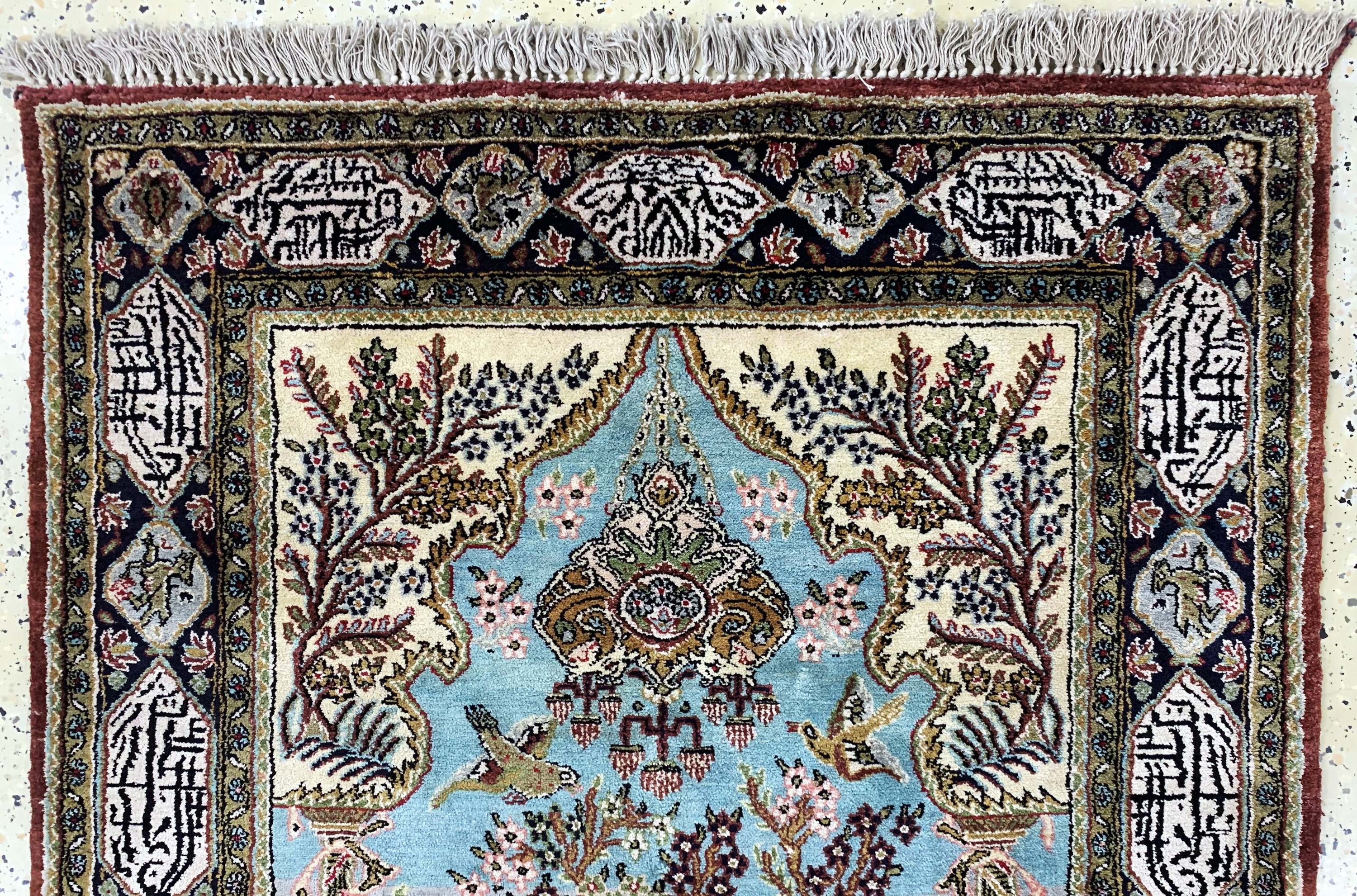 Detail a: Ghom Seide, Persien, Mitte 20.Jhd, reine Naturseide, ca. 150 x 104 cm, EHZ: 2