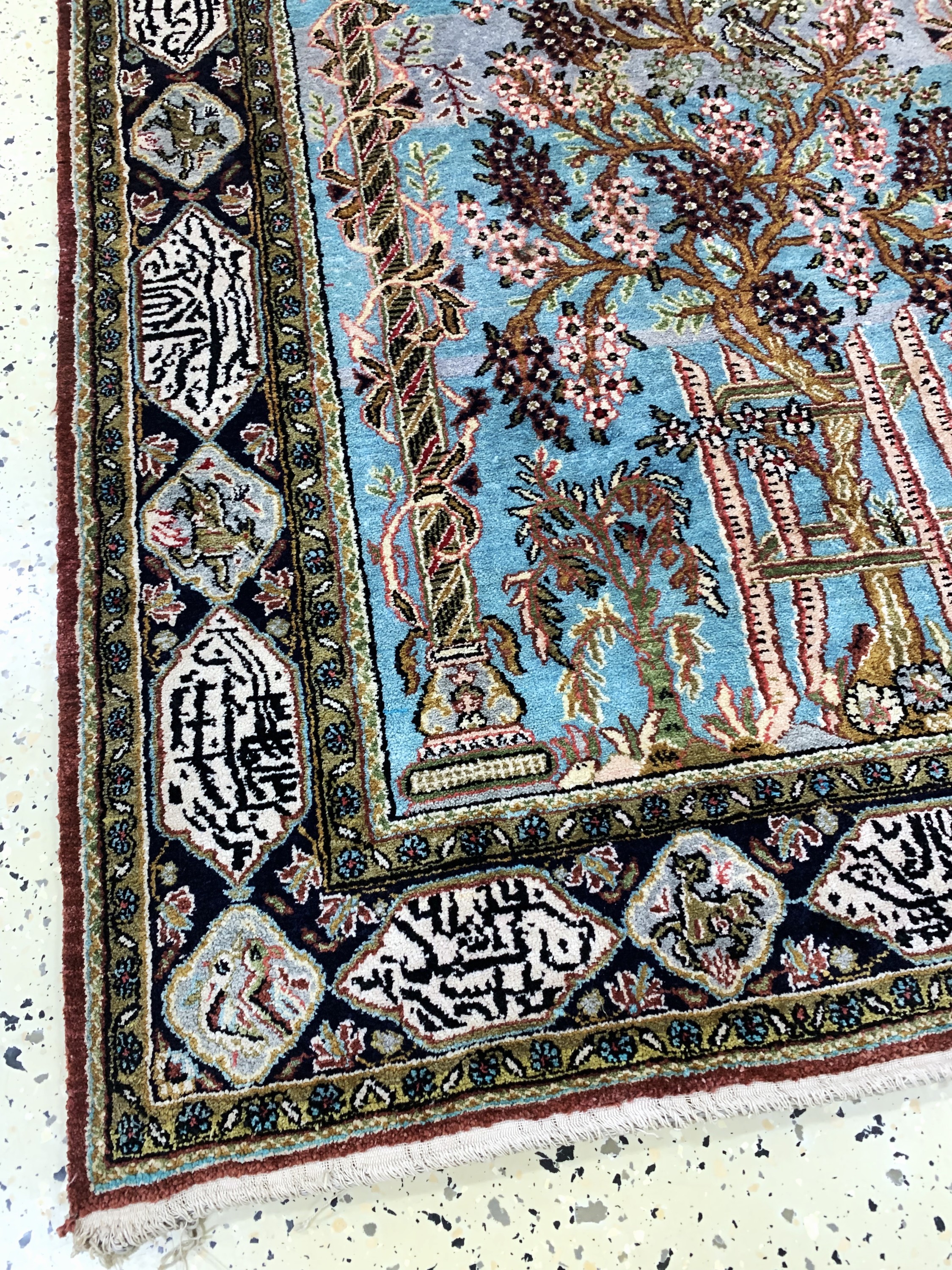 Detail c: Ghom Seide, Persien, Mitte 20.Jhd, reine Naturseide, ca. 150 x 104 cm, EHZ: 2