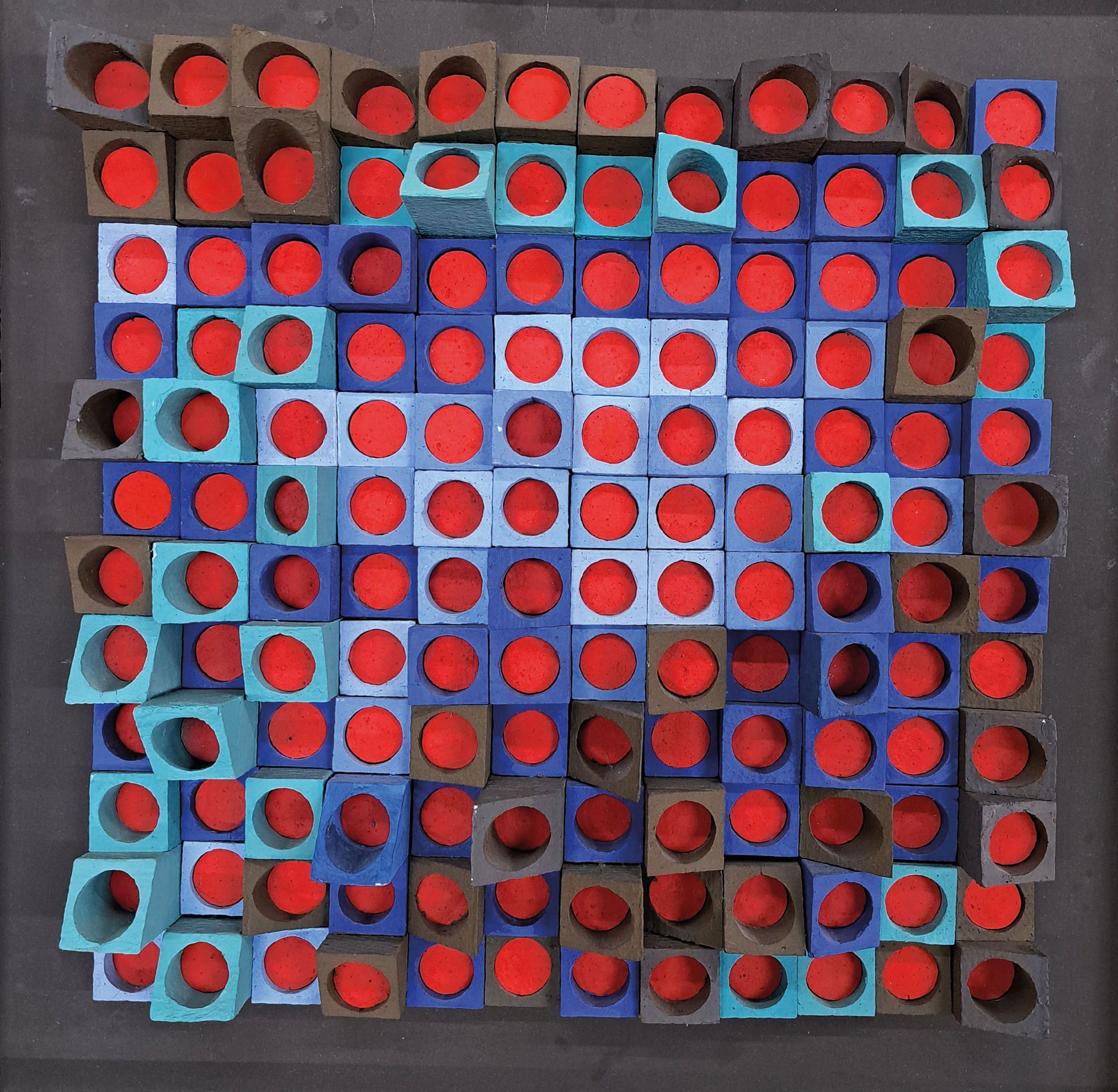 Detail k: Klaus Wendel, 1935 Wollmesheim-2005, Prototyp I, 1970, konstruktivistisches Strukturbild, aus der Zeit seiner Optical-Art Bilder, Styropor-Strukturen ...