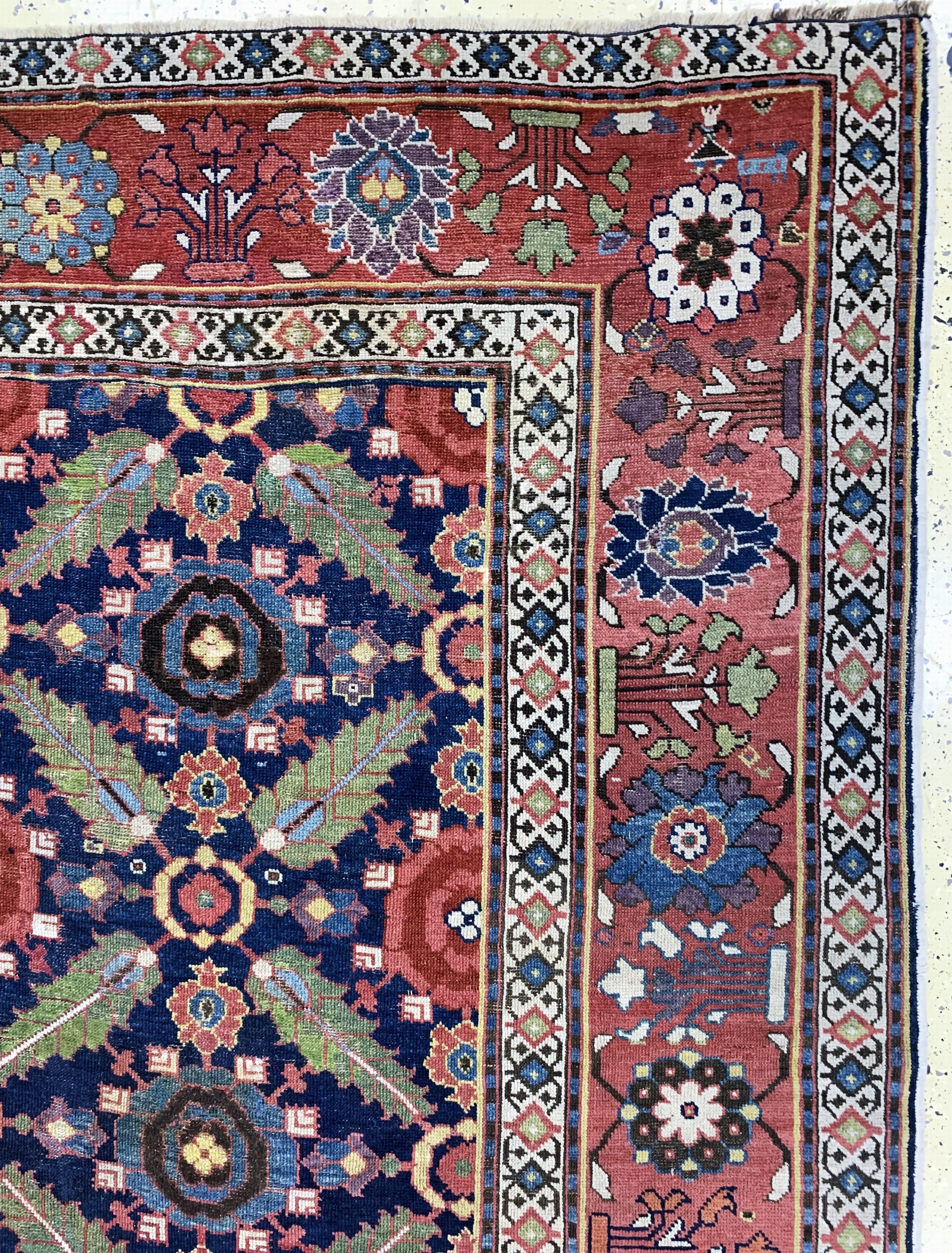 Detail f: Antiker"Saujbulagh"Kelley, Persien, 19.Jhd,Wolle auf Wolle, ca. 426 x 193 cm, EHZ: 2-3, fachkundig restauriert & gereinigt.