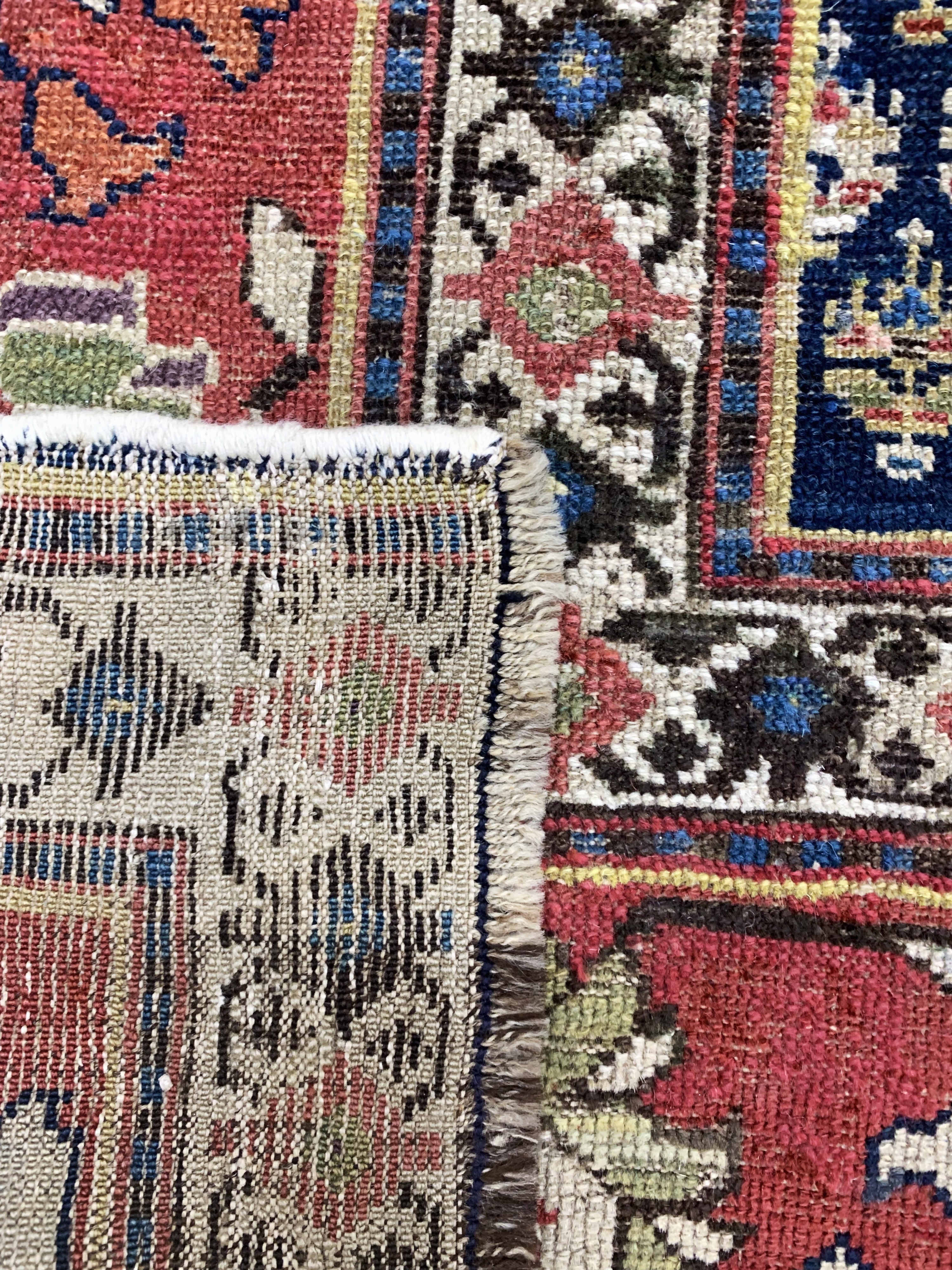 Detail i: Antiker"Saujbulagh"Kelley, Persien, 19.Jhd,Wolle auf Wolle, ca. 426 x 193 cm, EHZ: 2-3, fachkundig restauriert & gereinigt.