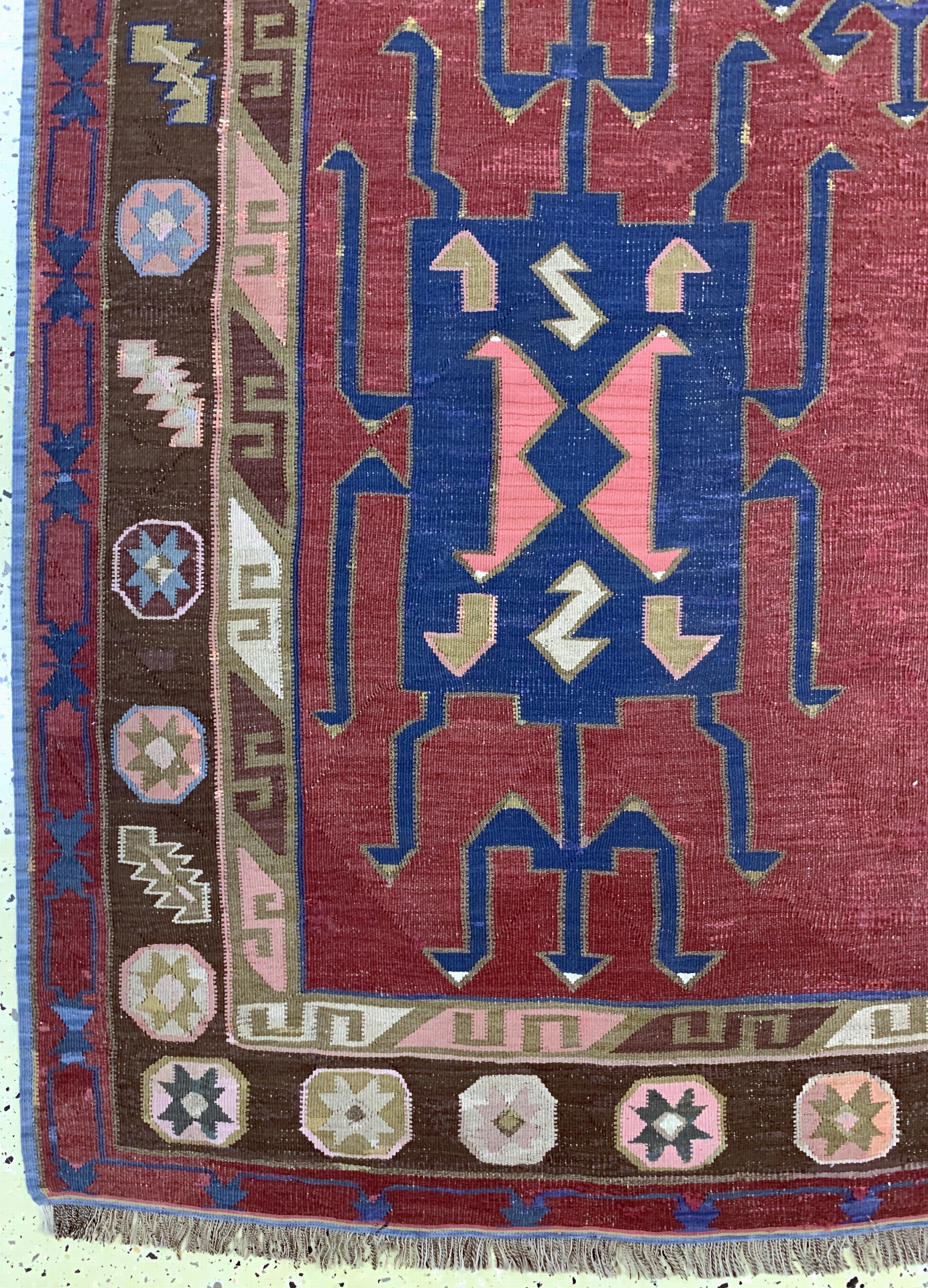 Detail b: Avar Kelim antik, Kaukasus, 19.Jhd, Wolle auf Wolle, ca. 320 x 160 cm, EHZ: 2, (kleine Restaurierungen)