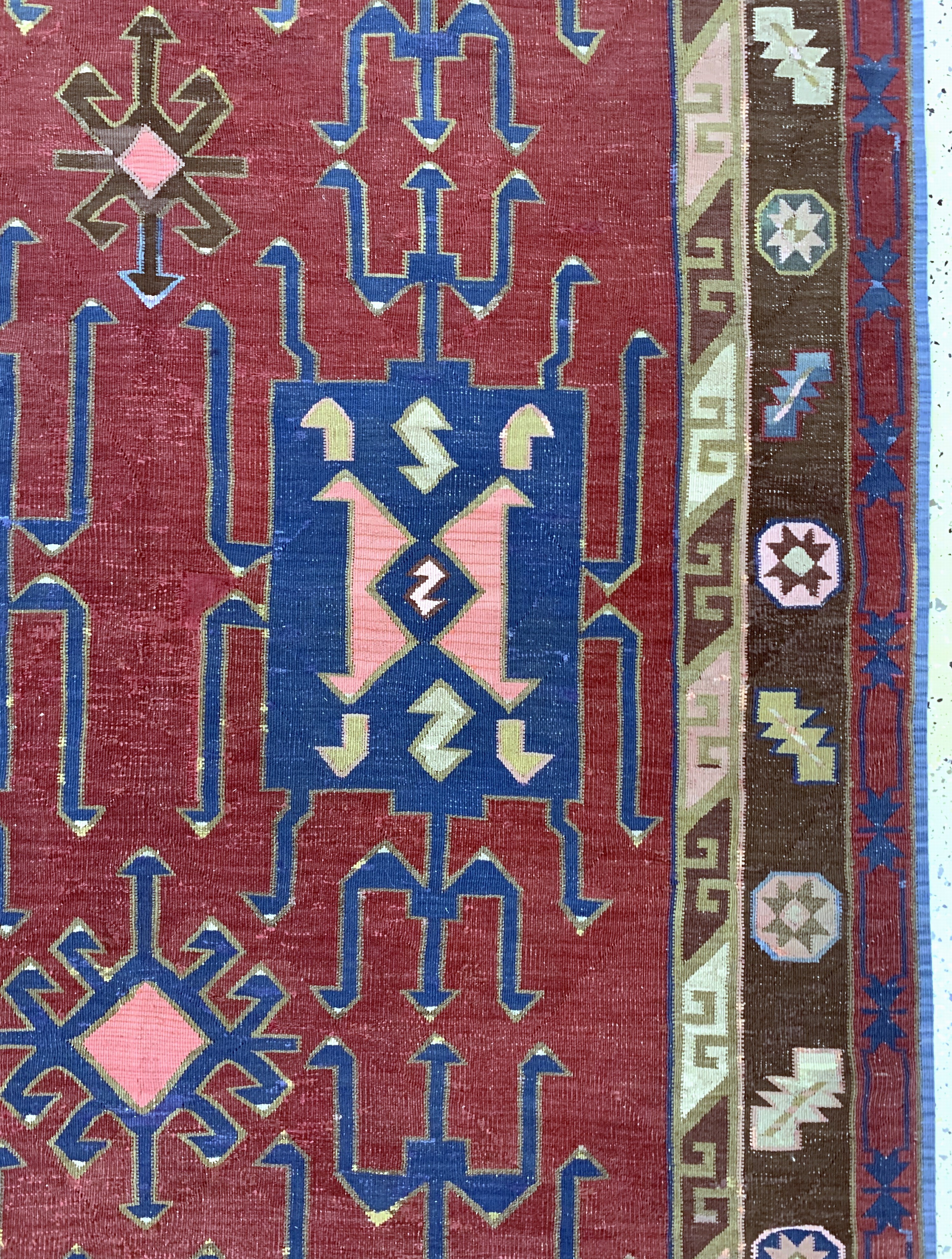 Detail d: Avar Kelim antik, Kaukasus, 19.Jhd, Wolle auf Wolle, ca. 320 x 160 cm, EHZ: 2, (kleine Restaurierungen)