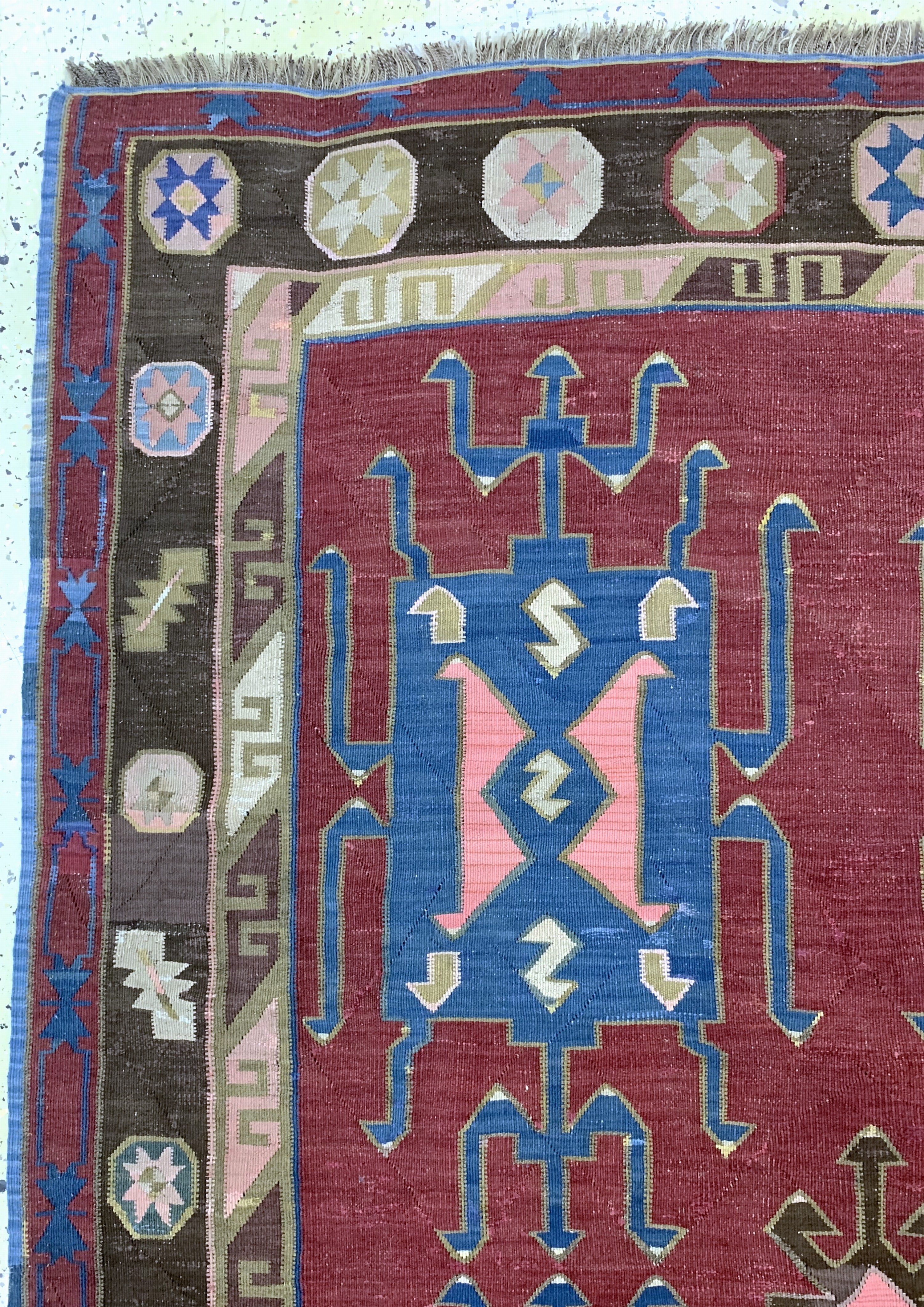 Detail e: Avar Kelim antik, Kaukasus, 19.Jhd, Wolle auf Wolle, ca. 320 x 160 cm, EHZ: 2, (kleine Restaurierungen)