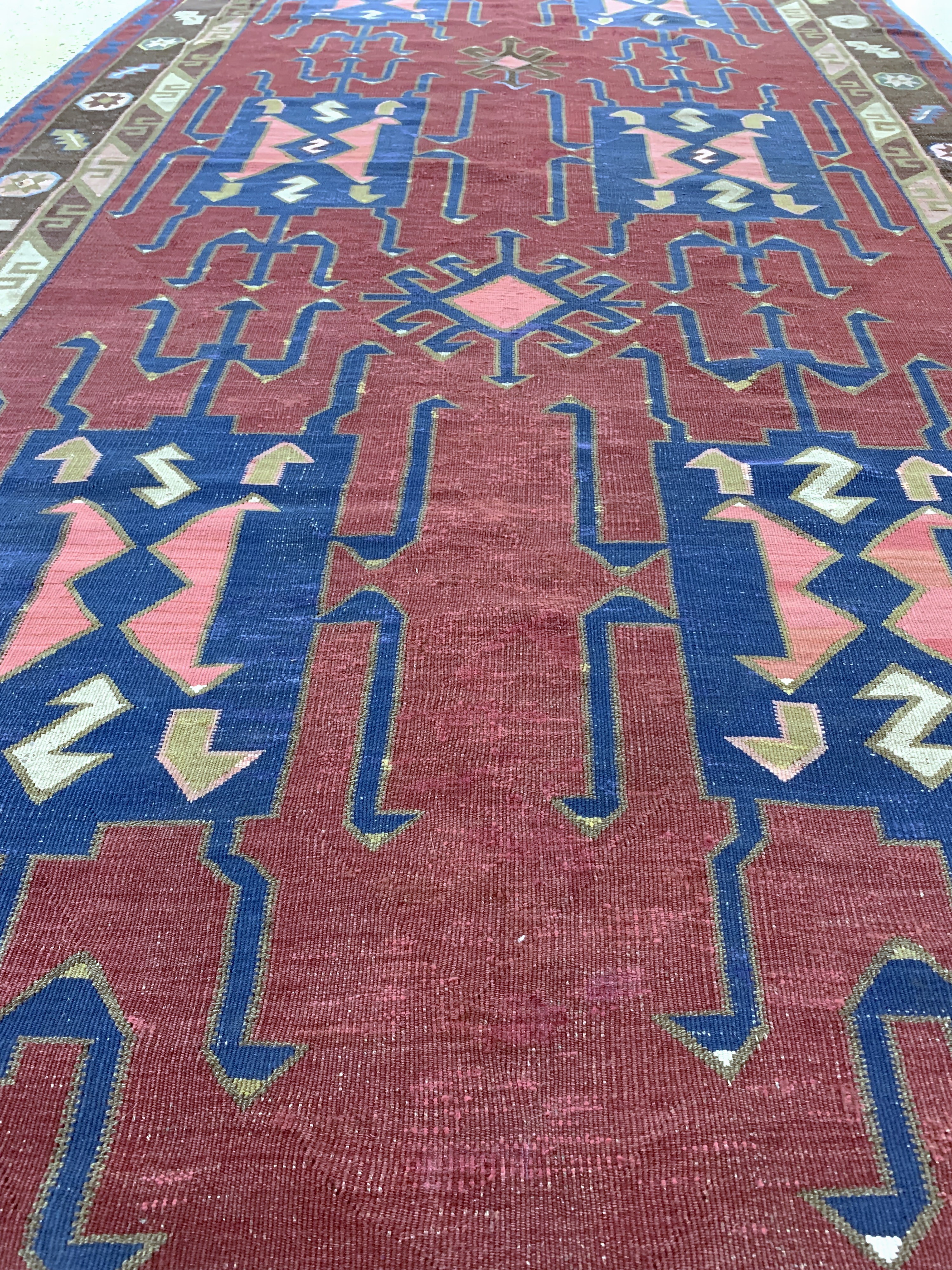 Detail g: Avar Kelim antik, Kaukasus, 19.Jhd, Wolle auf Wolle, ca. 320 x 160 cm, EHZ: 2, (kleine Restaurierungen)