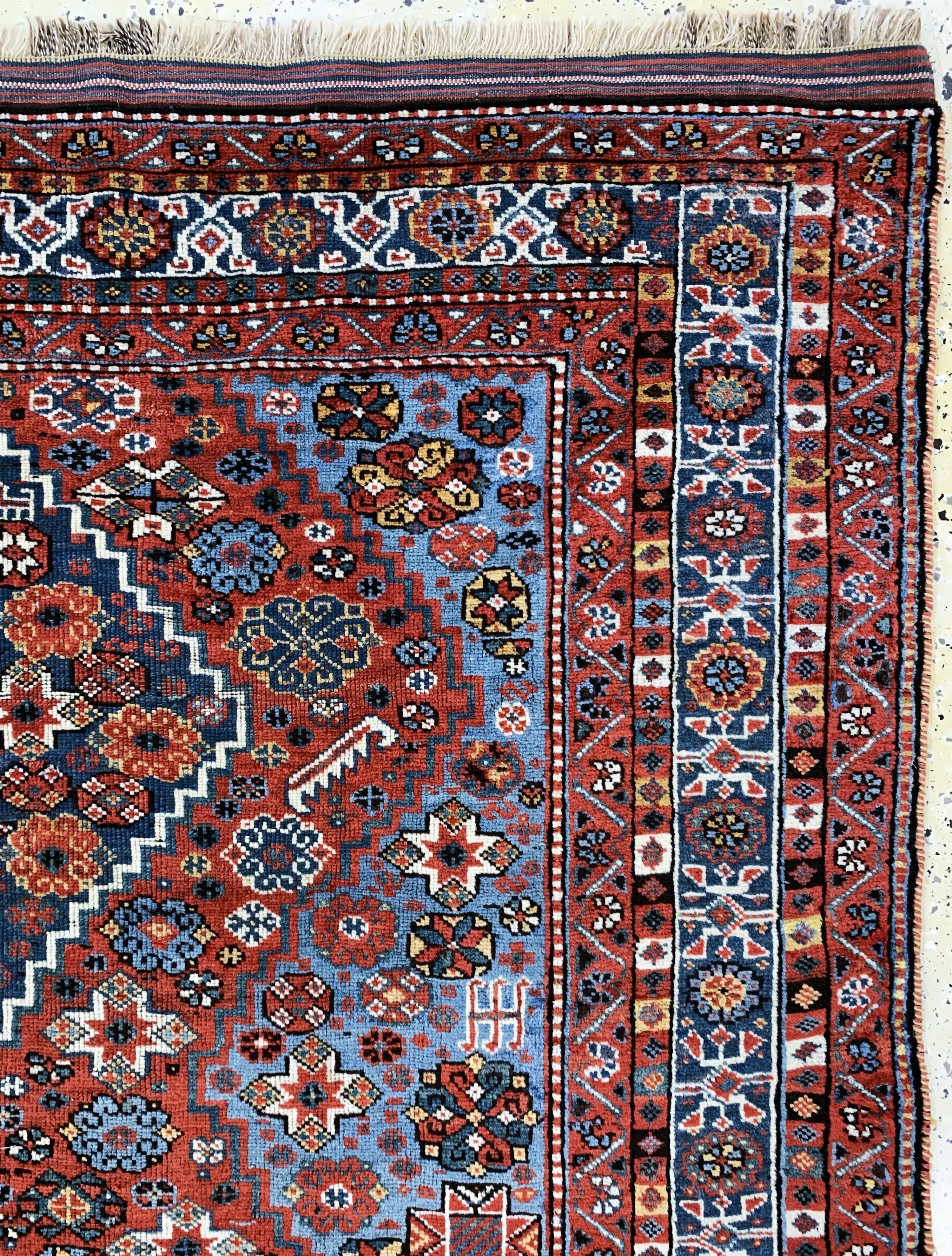Detail f: Khamseh antik, Persien, um 1900, Wolle auf Wolle, ca. 268 x 163 cm, EHZ: 2-3