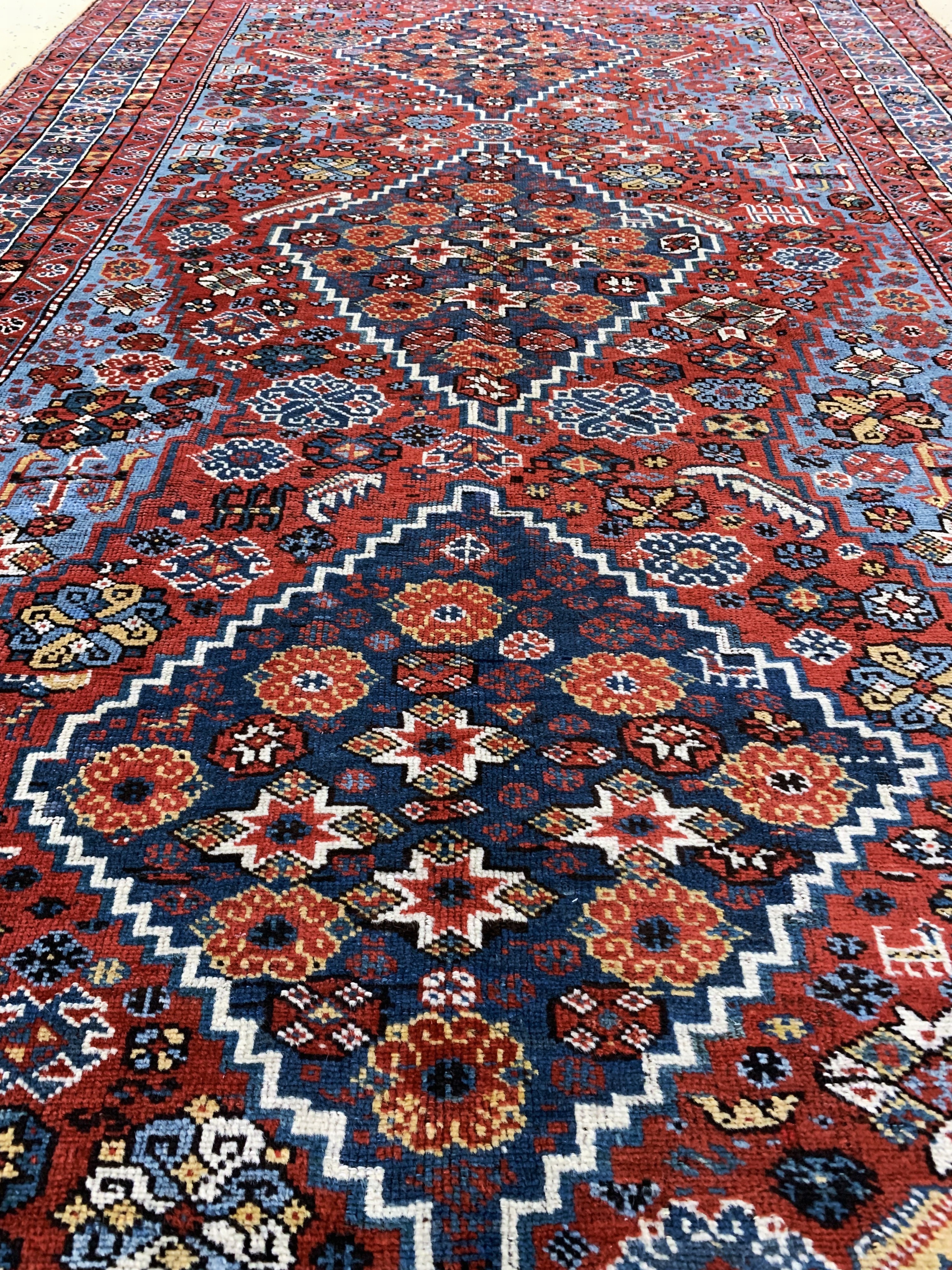 Detail g: Khamseh antik, Persien, um 1900, Wolle auf Wolle, ca. 268 x 163 cm, EHZ: 2-3