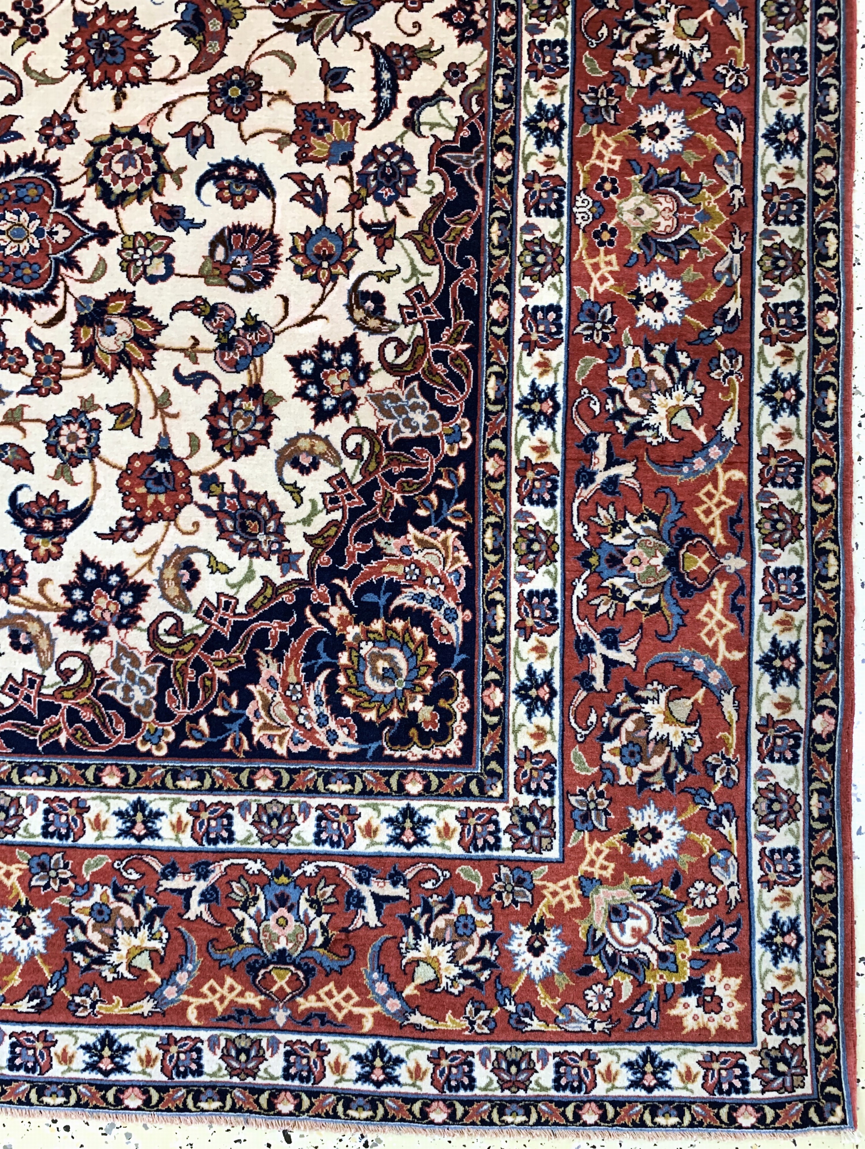Detail a: Esfahan fein antik, Persien, um 1900, Korkwolle auf Baumwolle, ca. 242 x 154 cm, EHZ: 2(fachkundig gereinigt)