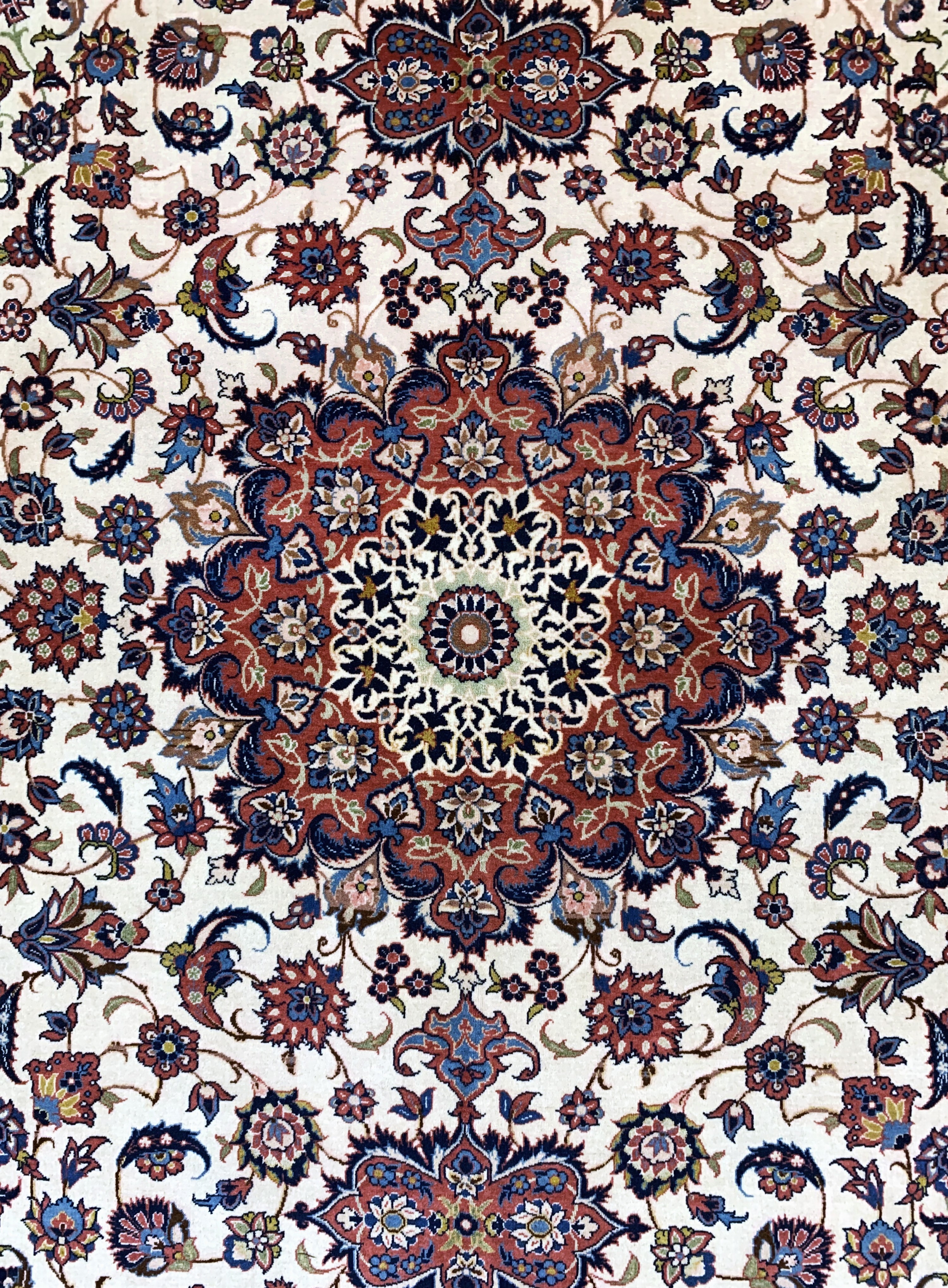 Detail c: Esfahan fein antik, Persien, um 1900, Korkwolle auf Baumwolle, ca. 242 x 154 cm, EHZ: 2(fachkundig gereinigt)