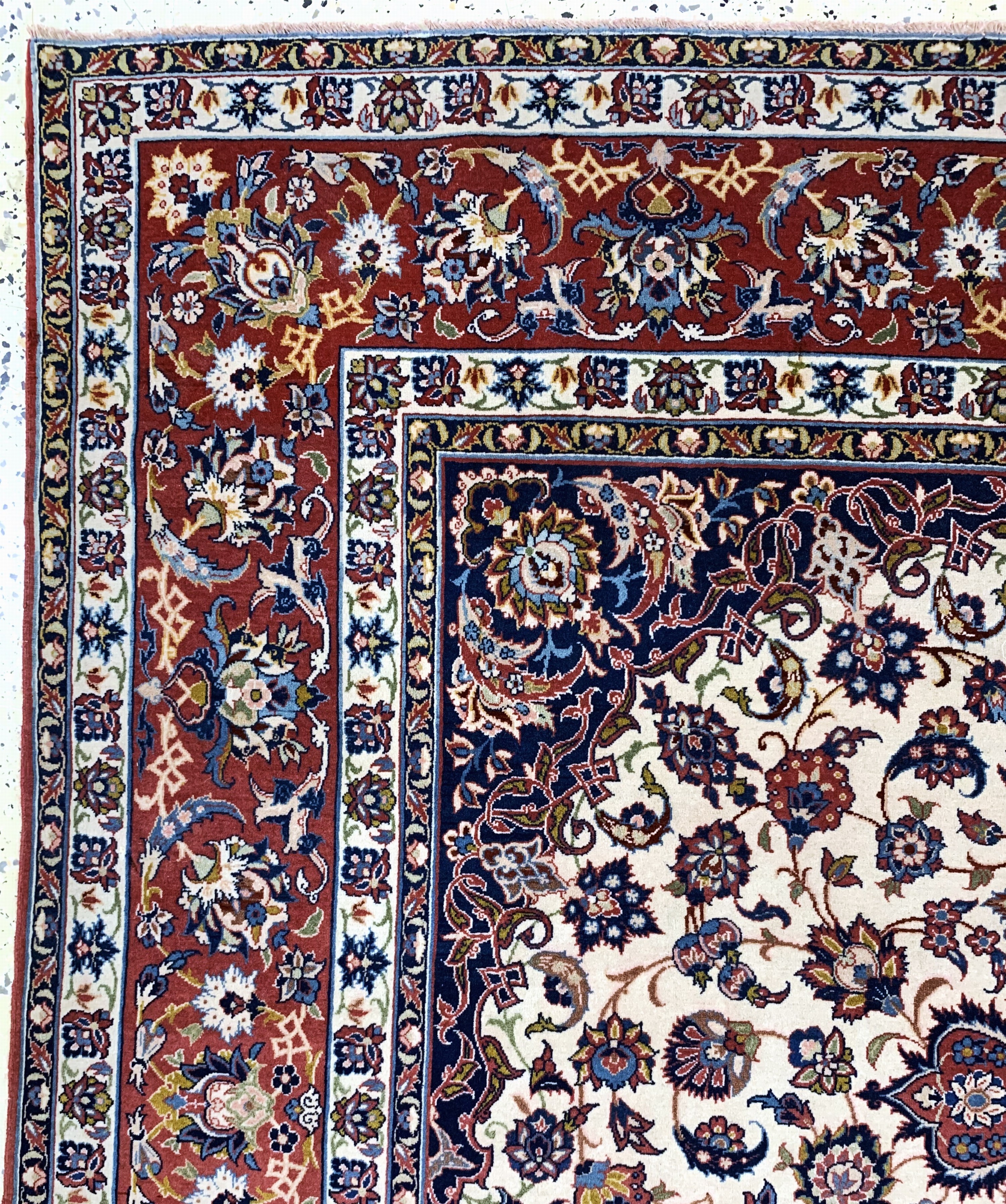 Detail d: Esfahan fein antik, Persien, um 1900, Korkwolle auf Baumwolle, ca. 242 x 154 cm, EHZ: 2(fachkundig gereinigt)