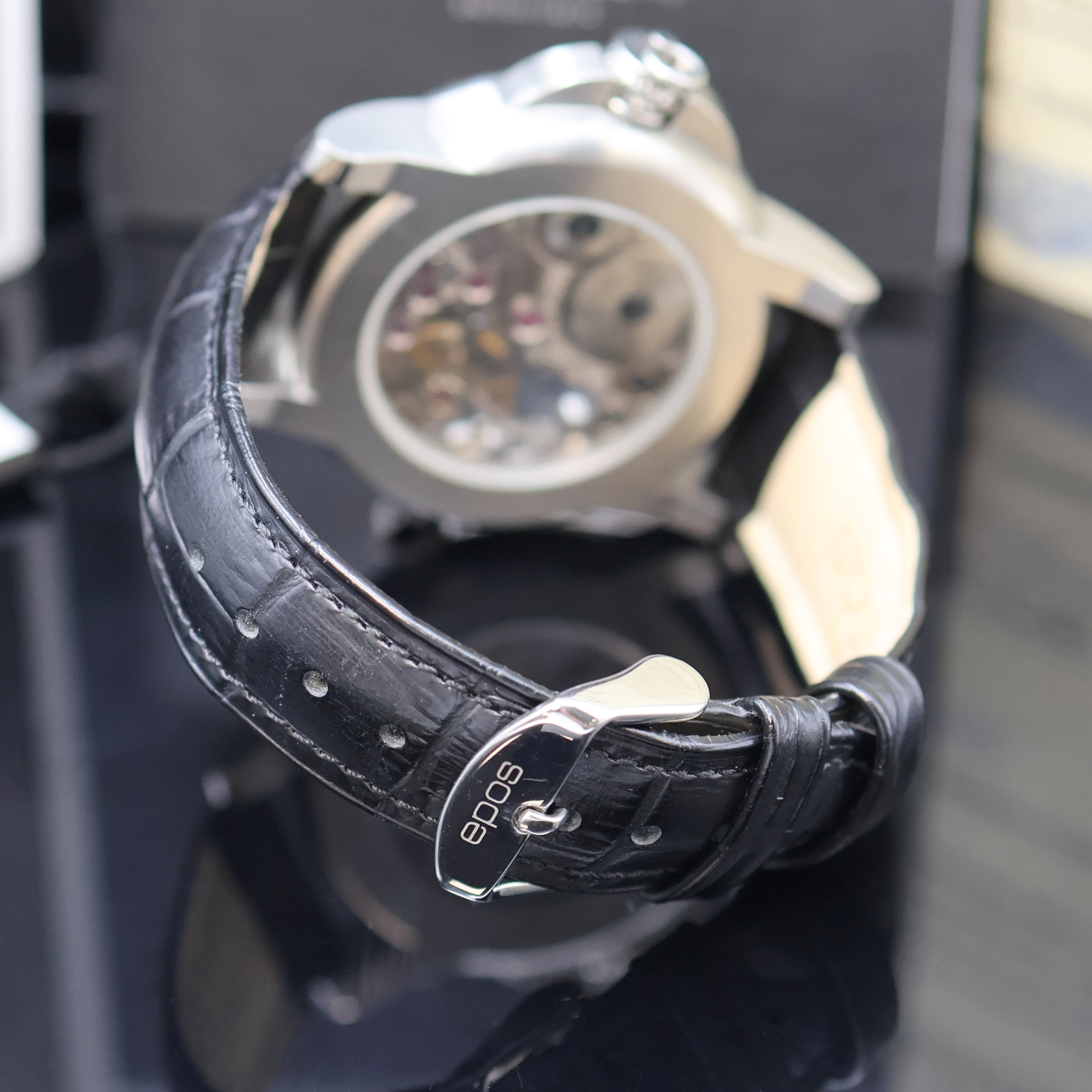Detail c: EPOS auf 2015 Stück limitierte 3-in-1 Armband-/Taschen-/Tischuhr Referenz 3429, Schweiz lt. beil. Pap. verk. 10/2015, Handaufzug, äußeres ...