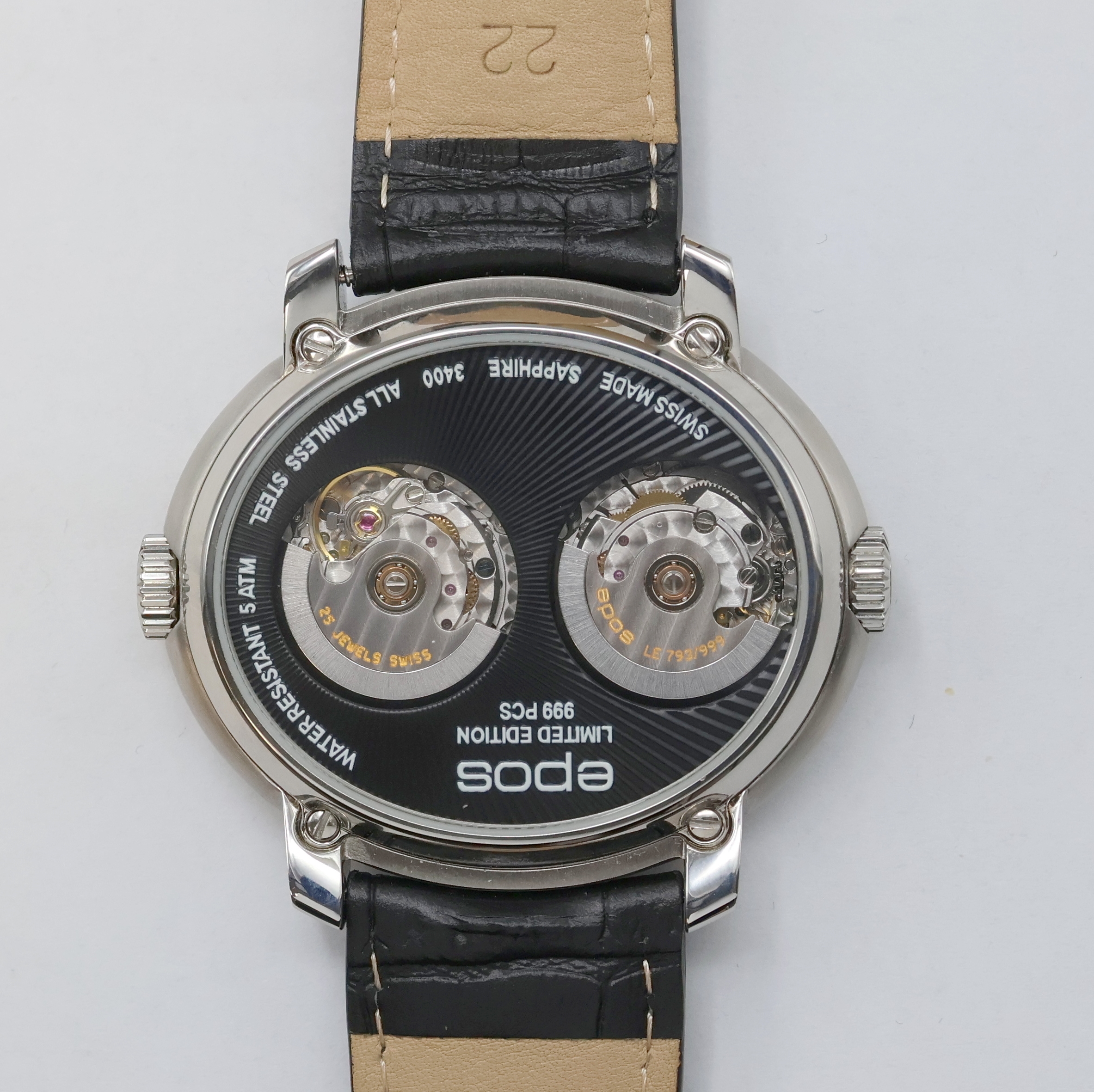 Detail g: EPOS Oeuvre d'Art auf 999 Stück limitierte Herrenarmbanduhr mit GMT und 2 Werken Referenz 3400, Schweiz lt. beil. Pap. verk. 03/2021, ...