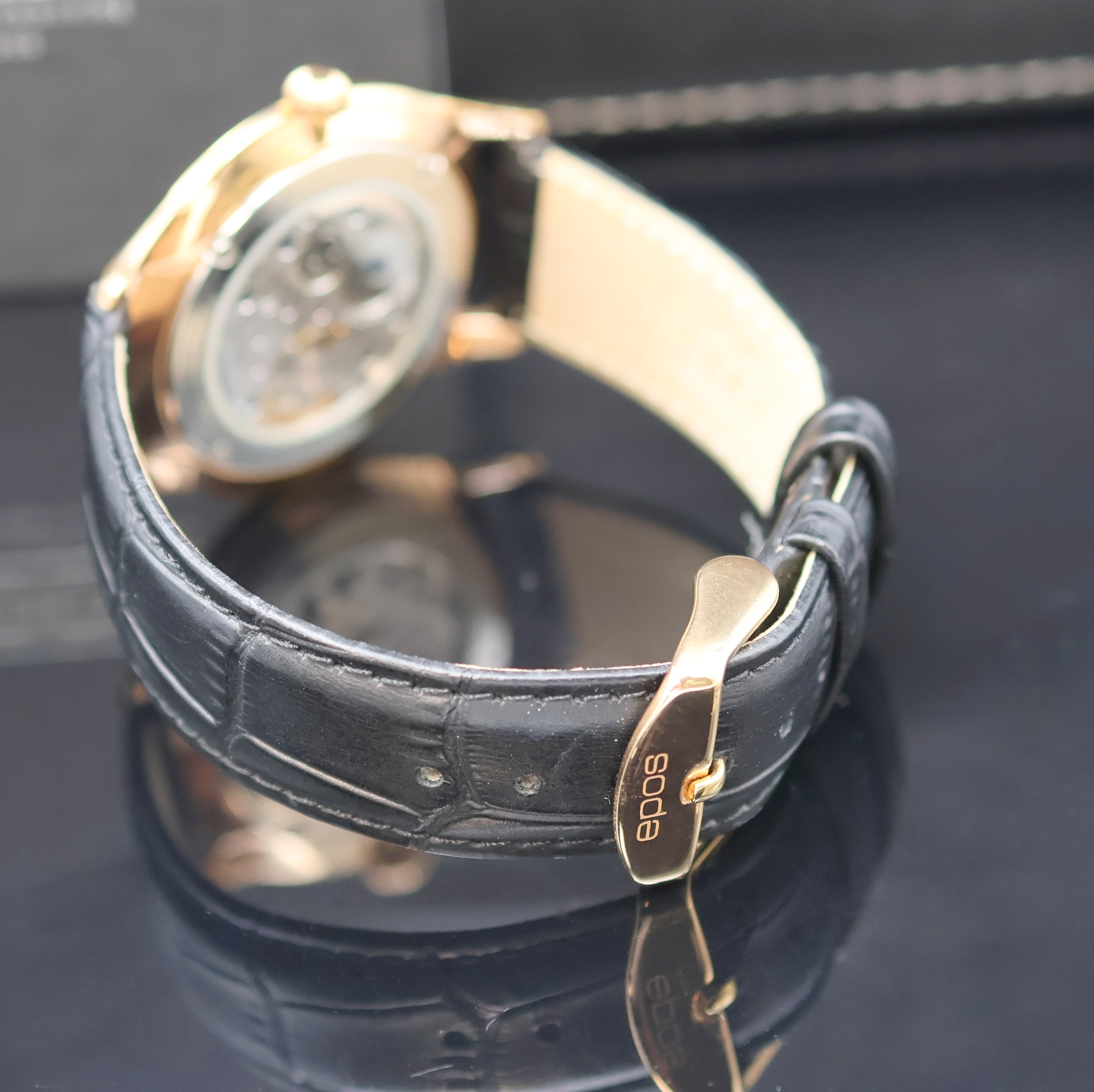 Detail c: EPOS Timeless Herrenarmbanduhr Referenz 3408, Schweiz lt. beil. Pap. verk. 06/2016, Handaufzug, schlankes verg. Geh. m. 4-fach verschr. ...