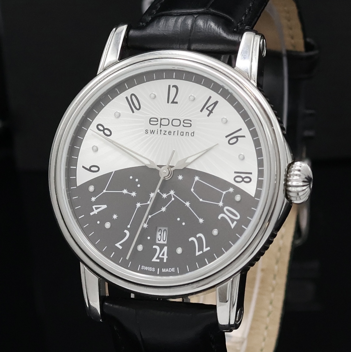 Detail a: EPOS Herrenarmbanduhr Referenz 3390K, Schweiz lt. beil. Pap. verk. 12/2014, Automatik, Edelstahlgeh., beids. vergl., Boden 4-fach verschr., orig. ...