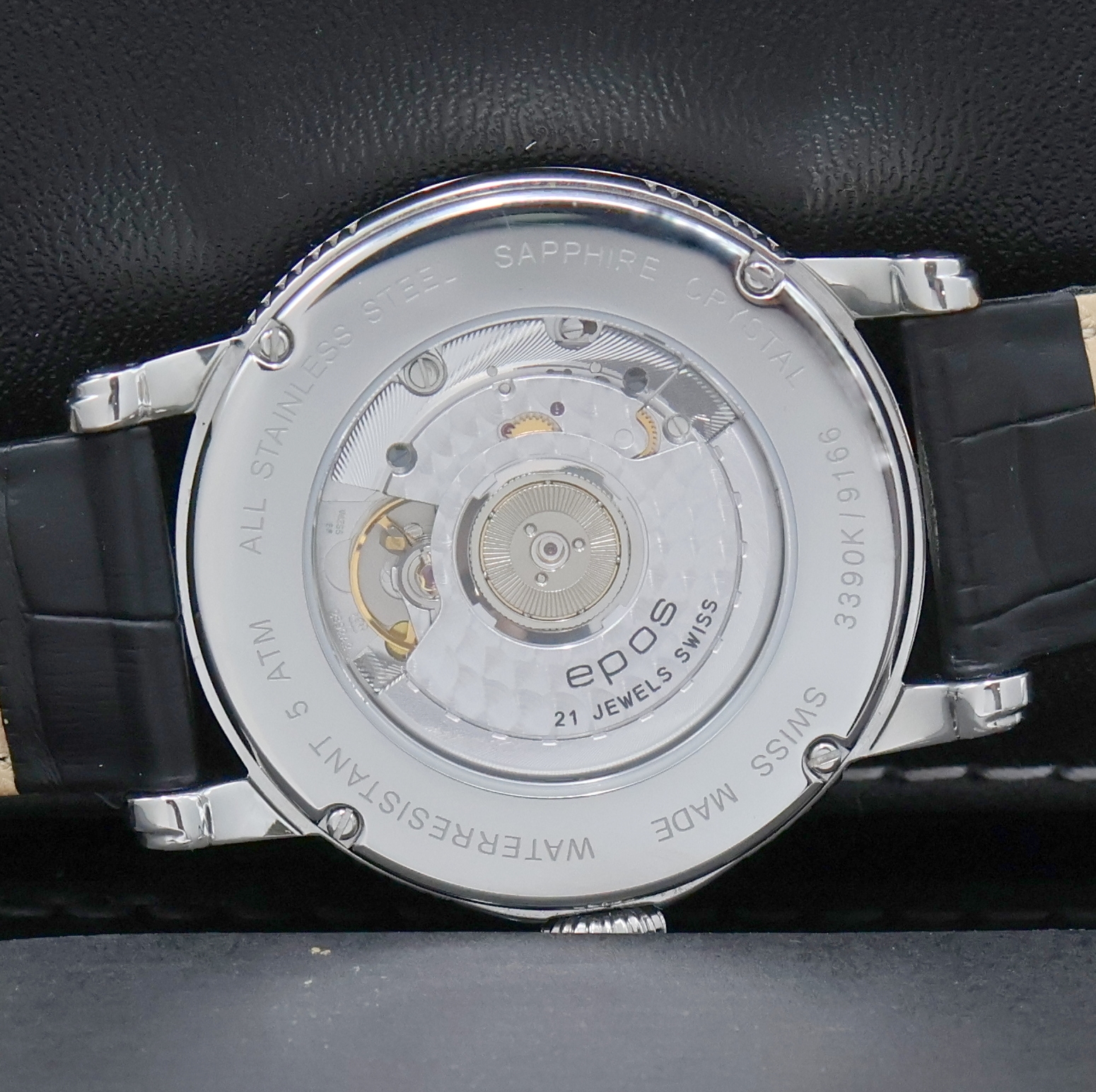Detail g: EPOS Herrenarmbanduhr Referenz 3390K, Schweiz lt. beil. Pap. verk. 12/2014, Automatik, Edelstahlgeh., beids. vergl., Boden 4-fach verschr., orig. ...