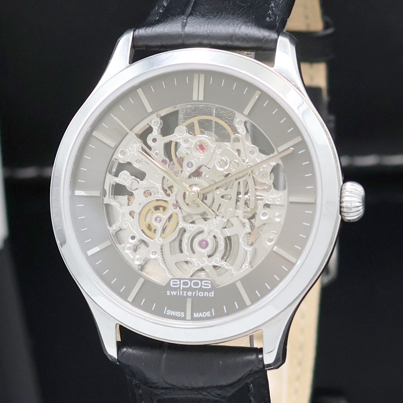 Detail b: EPOS skelettierte Herrenarmbanduhr Referenz 3420Sk, Schweiz lt. beil. Pap. verk. 12/2014, Automatik, schlankes 3-teil. Edelstahlgeh., beids. vergl., ...