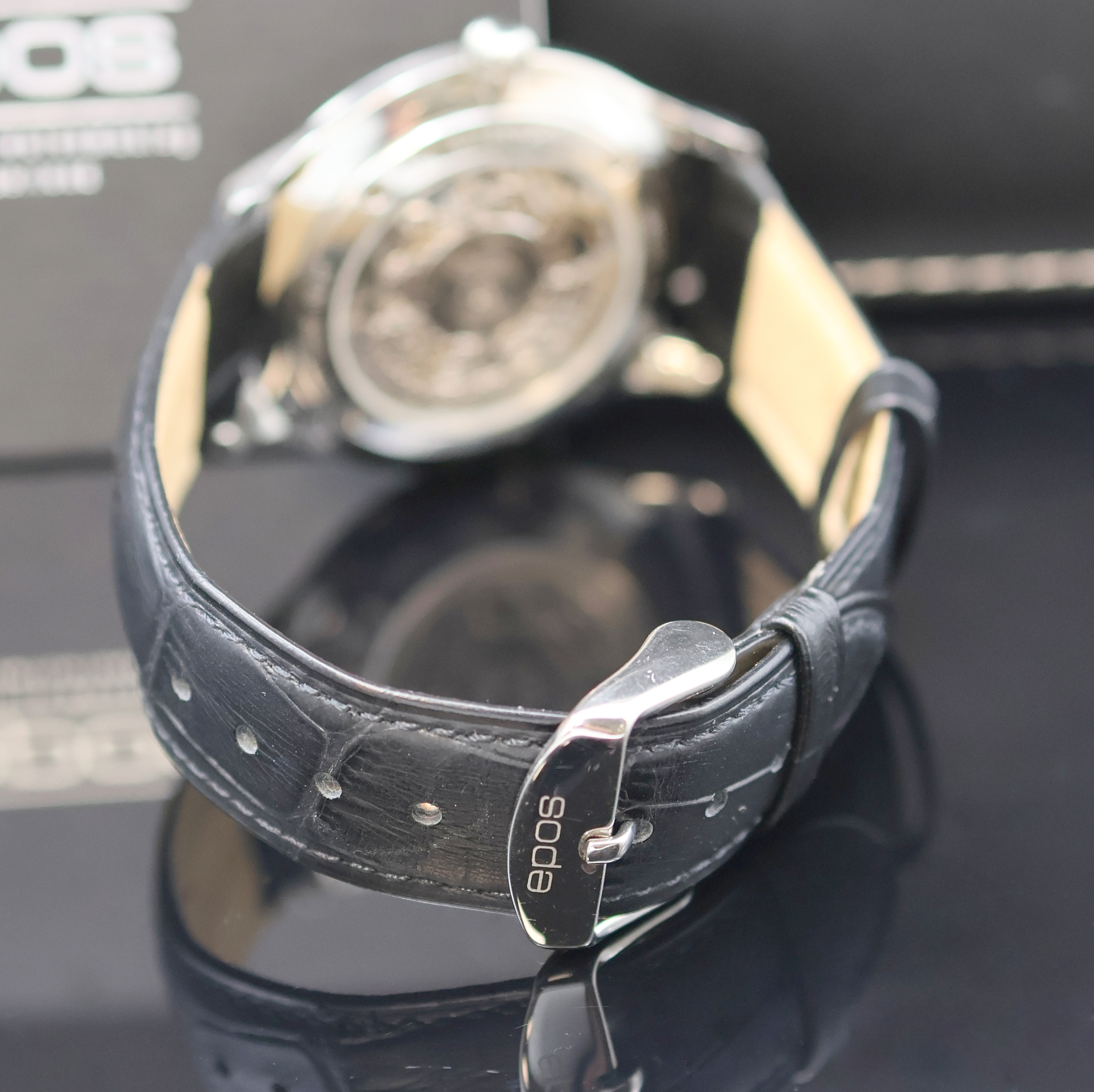 Detail d: EPOS skelettierte Herrenarmbanduhr Referenz 3420Sk, Schweiz lt. beil. Pap. verk. 12/2014, Automatik, schlankes 3-teil. Edelstahlgeh., beids. vergl., ...