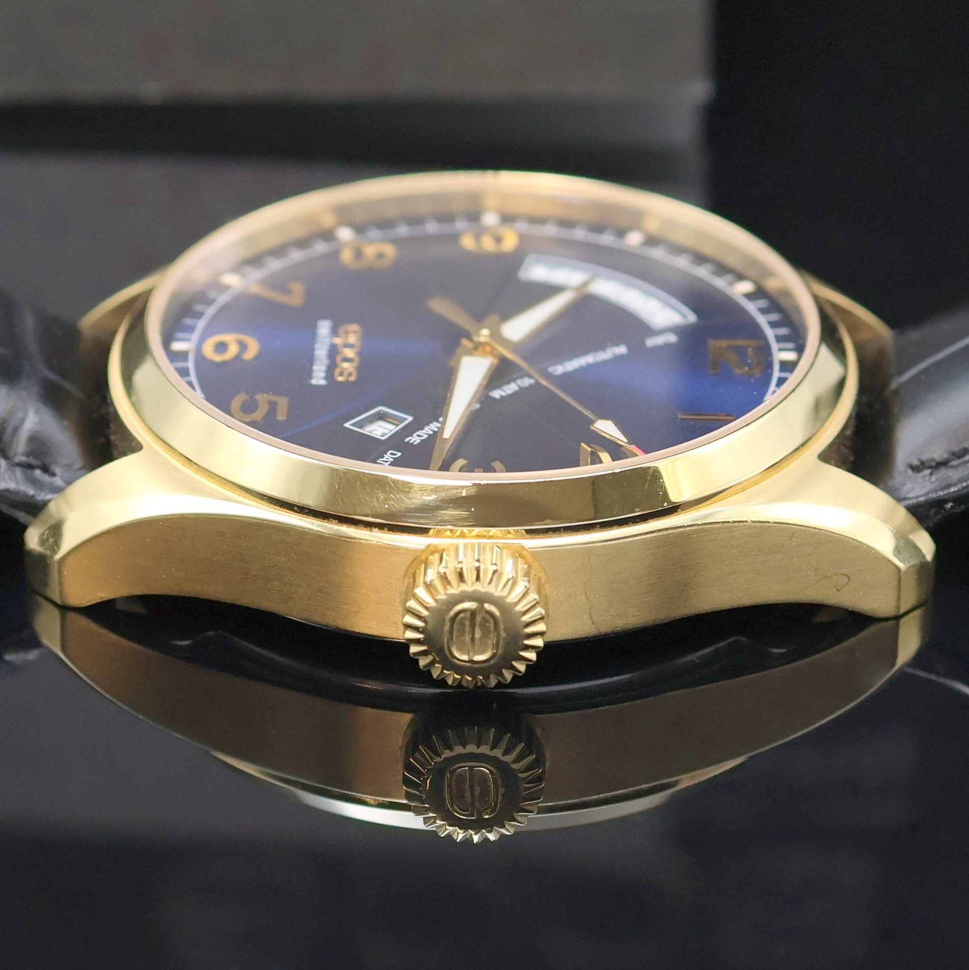 Detail d: EPOS Timeless vergoldete Herrenarmbanduhr Referenz 3402M, Schweiz lt. beil. Pap. verk. 08/2017, Automatik, beids. vergl., Edelstahlboden 4-fach ...