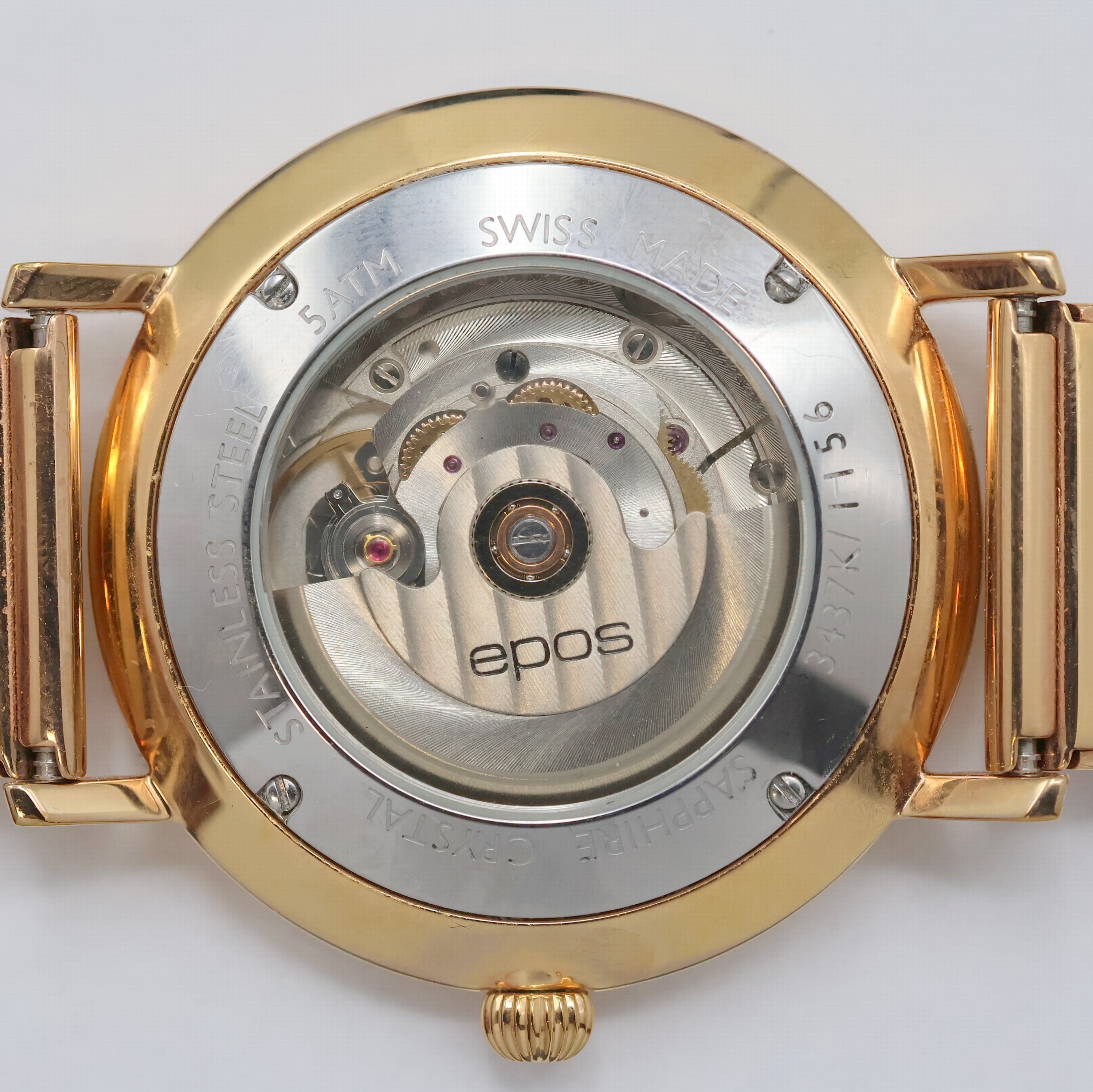 Detail g: EPOS Herrenarmbanduhr Referenz 3437K, Schweiz lt. Pap. verk. 01/2020, Automatik, verg. 3-teil. Geh. an verg. Milanaiseband m. Faltschl., 4-fach ...