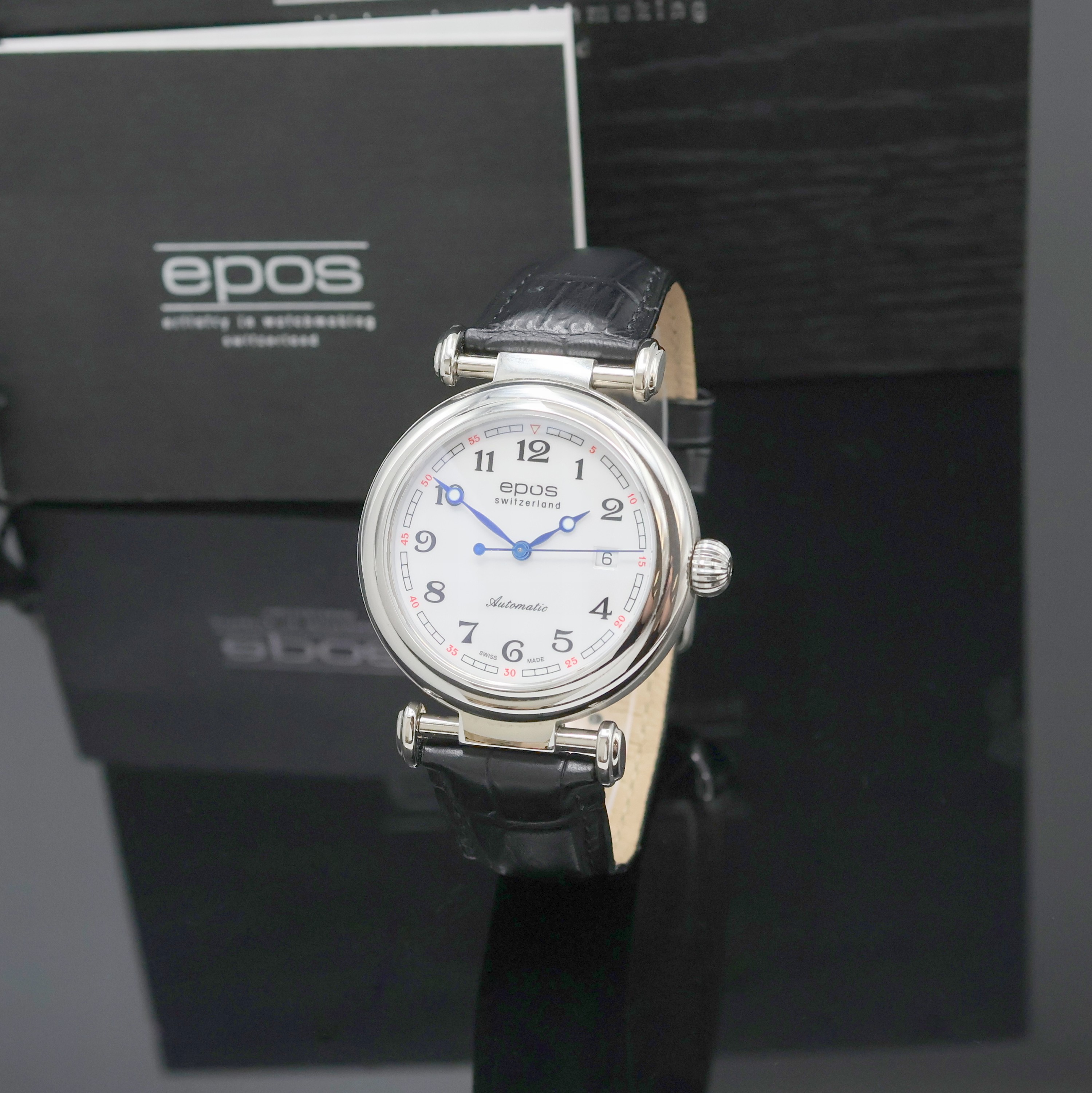 EPOS Originale Herrenarmbanduhr Referenz 3430, Schweiz lt. beil. Pap. verk. 09/2017, Automatik, Edelstahlgeh., beids. vergl., Saphirglas, Boden ...