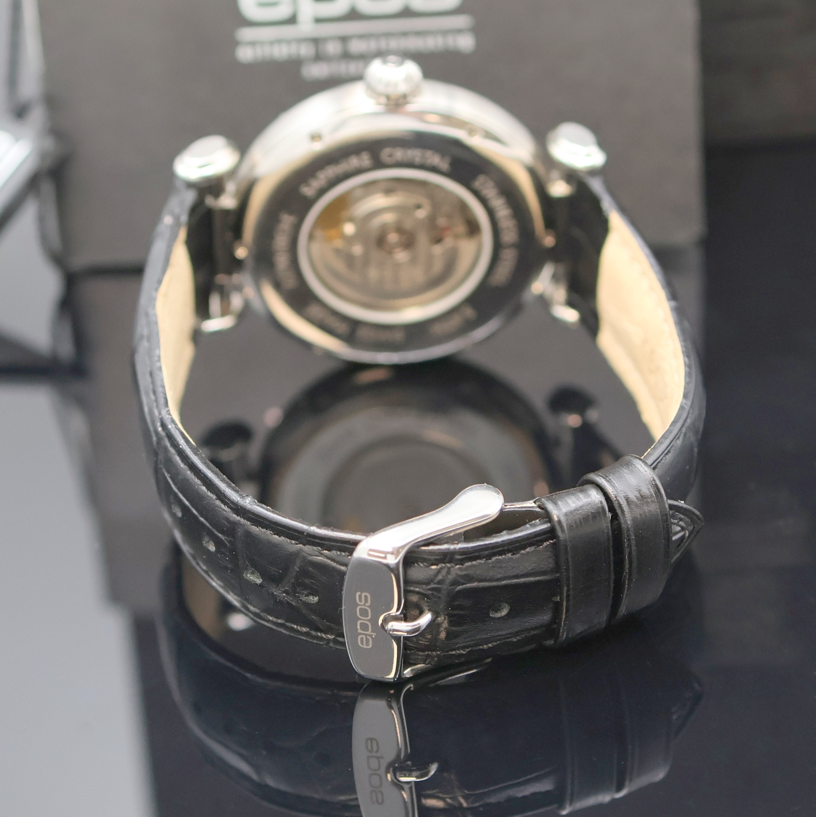 Detail c: EPOS Originale Herrenarmbanduhr Referenz 3430, Schweiz lt. beil. Pap. verk. 09/2017, Automatik, Edelstahlgeh., beids. vergl., Saphirglas, Boden ...
