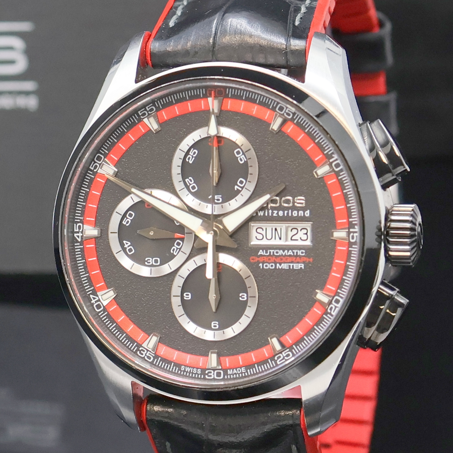 Detail a: EPOS Sportive Herrenchronograph Referenz 3433, Schweiz lt. beil. Pap. verk. 01/2017, Automatik, Geh. in Edelstahl, Lünette, Krone u. Korrekturdr. ...