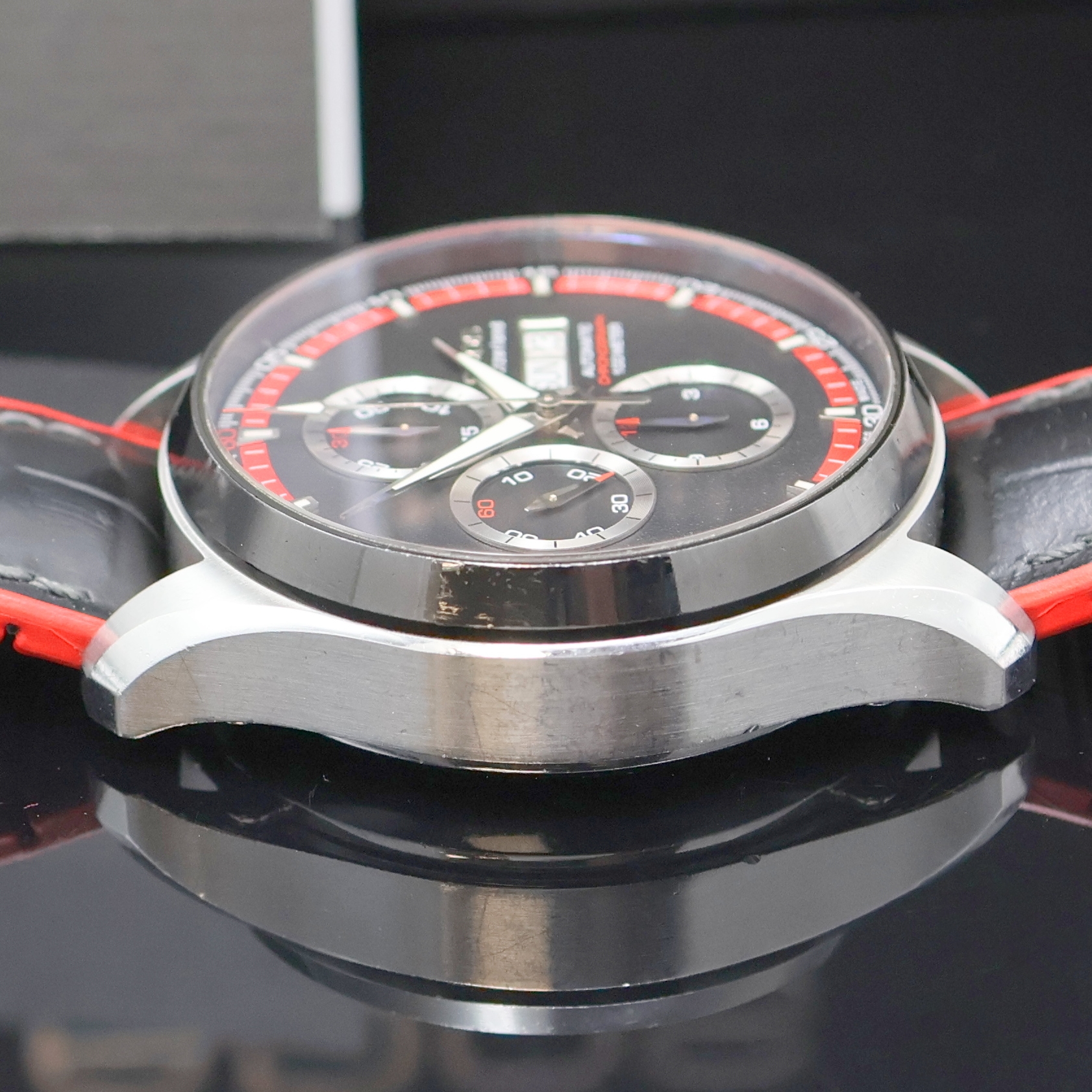Detail e: EPOS Sportive Herrenchronograph Referenz 3433, Schweiz lt. beil. Pap. verk. 01/2017, Automatik, Geh. in Edelstahl, Lünette, Krone u. Korrekturdr. ...