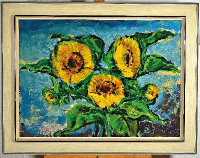 26972935k - Klaus Heinrich Keller, 1935 Godramstein-2018 , Stillleben mit Sonnenblumen, 1965, ...