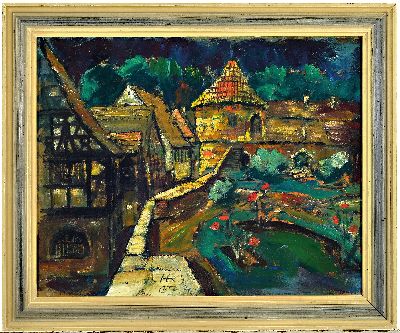 26972947k - Heinz Reiss, 1923 Haßloch-2008, Ansicht aus Dörrenbach, mittig unten monogrammiert und ...