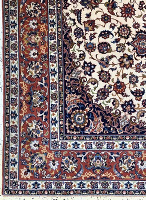 26972969b - Esfahan fein antik, Persien, um 1900, Korkwolle auf Baumwolle, ca. 242 x 154 cm, EHZ: ...
