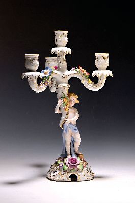 Image Kandelaber/Prunkleuchter und Leuchter, Schierholz'sche Porzellanmanufaktur, bunt ...