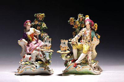 Image 26973433 - Paar Porzellanfiguren/Figurenleuchter, wohl Samson Paris, um 1880/1900, Porzellan, ...