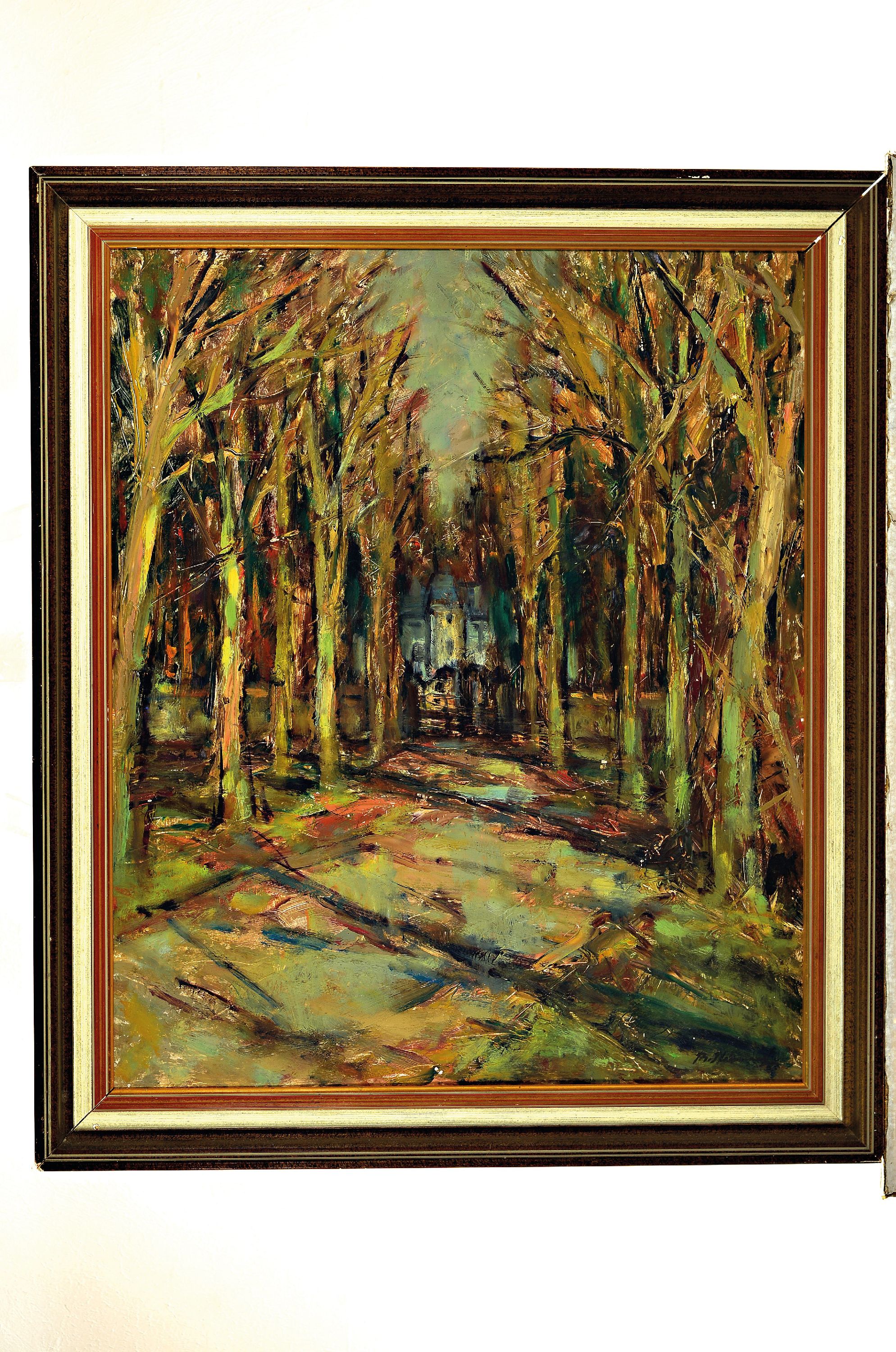 Detail k: Philippe Steinmetz, 1900-1987 Landau, Haus am Ende einer Allee, ÖL/Lwd, rechts unten signiert, ca. 65x54cm, R. ca. 73x62cm
