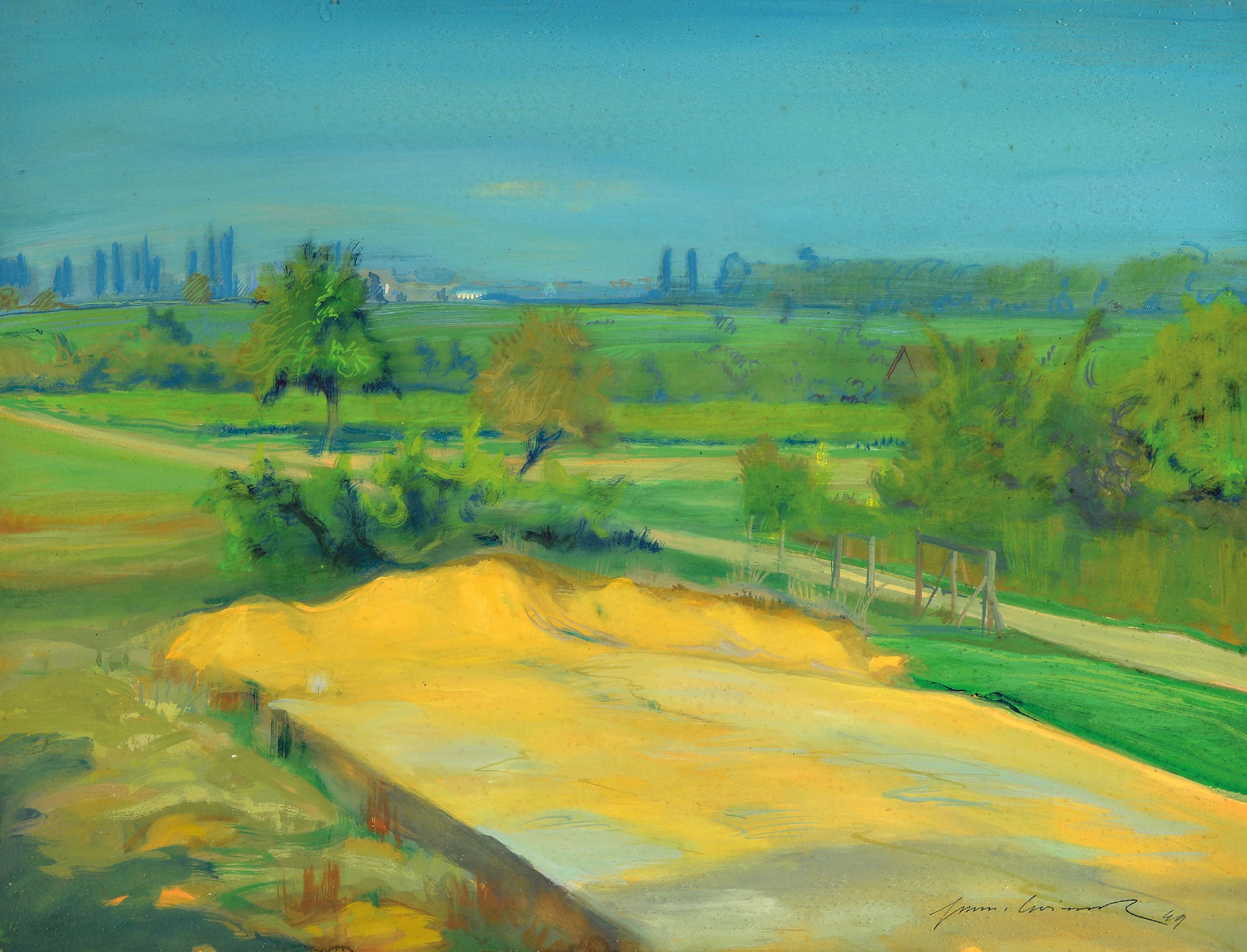 Image 26973546 - Hermann Croissant, 1897-1963 Landau, Aquarell, Blick aus dem Atelierfenster vor ...