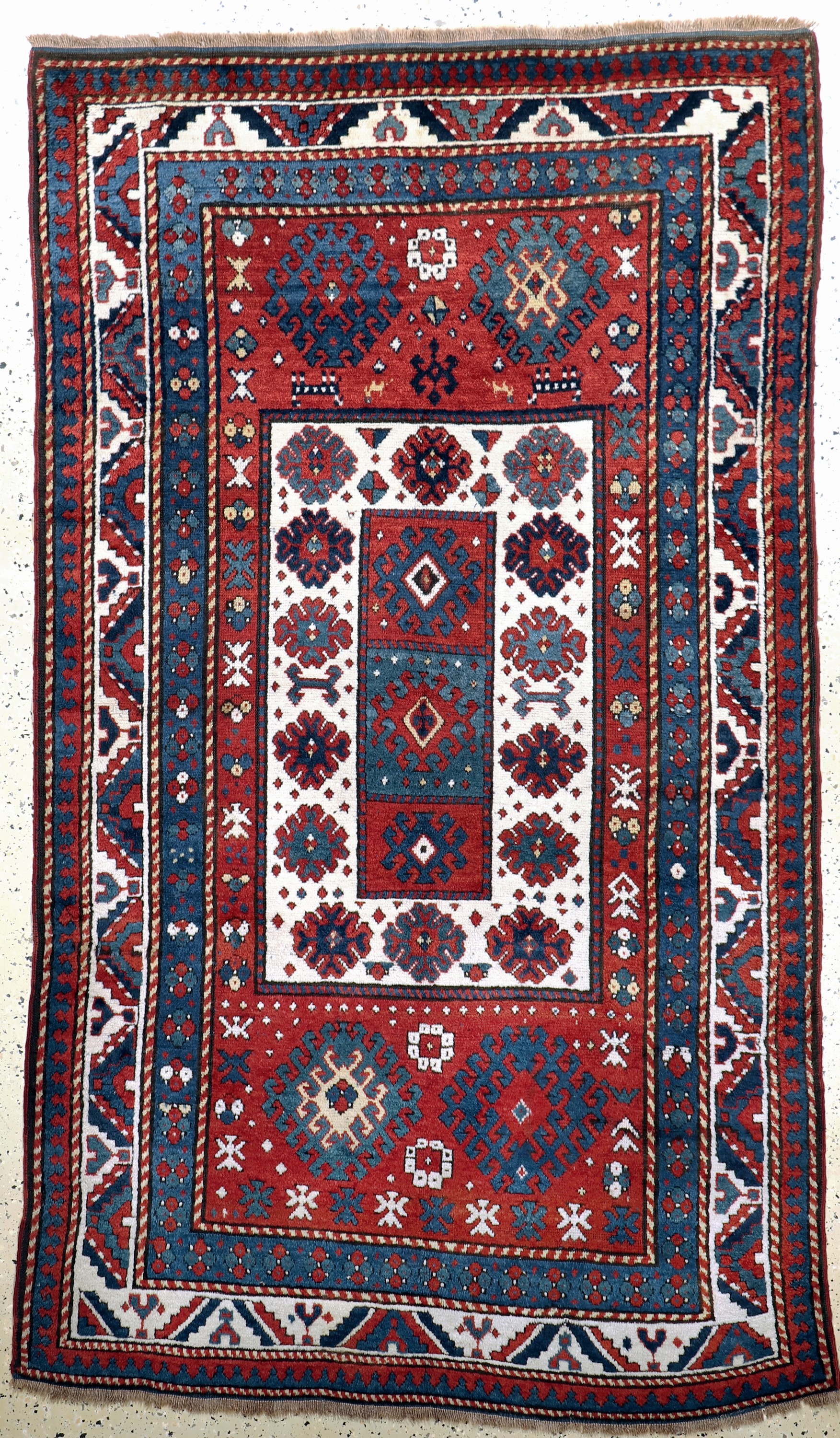 "Bordjalou"Kazak antik, Kaukasus, um 1900, Wolle auf Wolle, ca. 230 x 140 cm, gereinigt, EHZ: 2