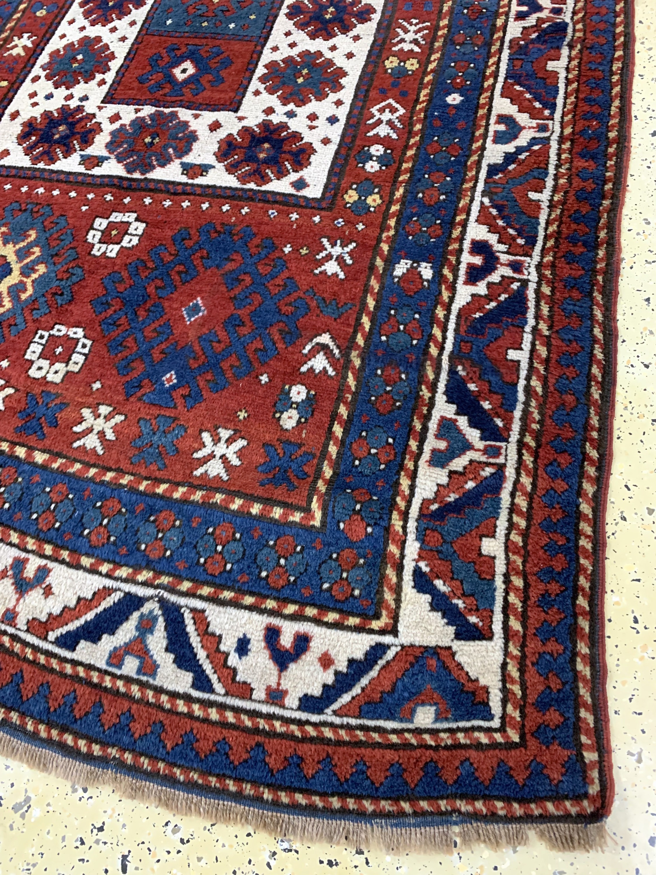 Detail a: "Bordjalou"Kazak antik, Kaukasus, um 1900, Wolle auf Wolle, ca. 230 x 140 cm, gereinigt, EHZ: 2