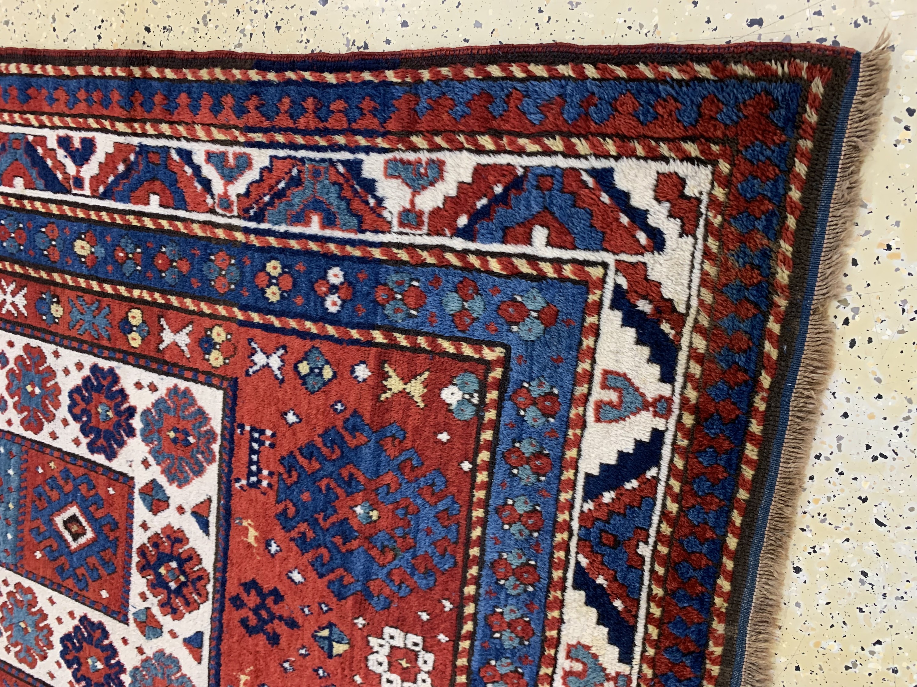 Detail d: "Bordjalou"Kazak antik, Kaukasus, um 1900, Wolle auf Wolle, ca. 230 x 140 cm, gereinigt, EHZ: 2